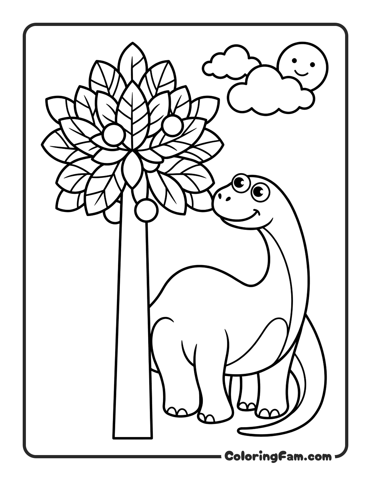 Dinosaur Near Fruit Tree coloring page