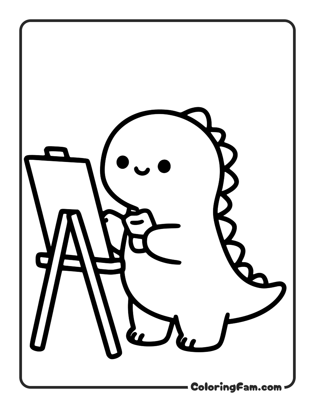 Dinosaur Painting On Canvas coloring page