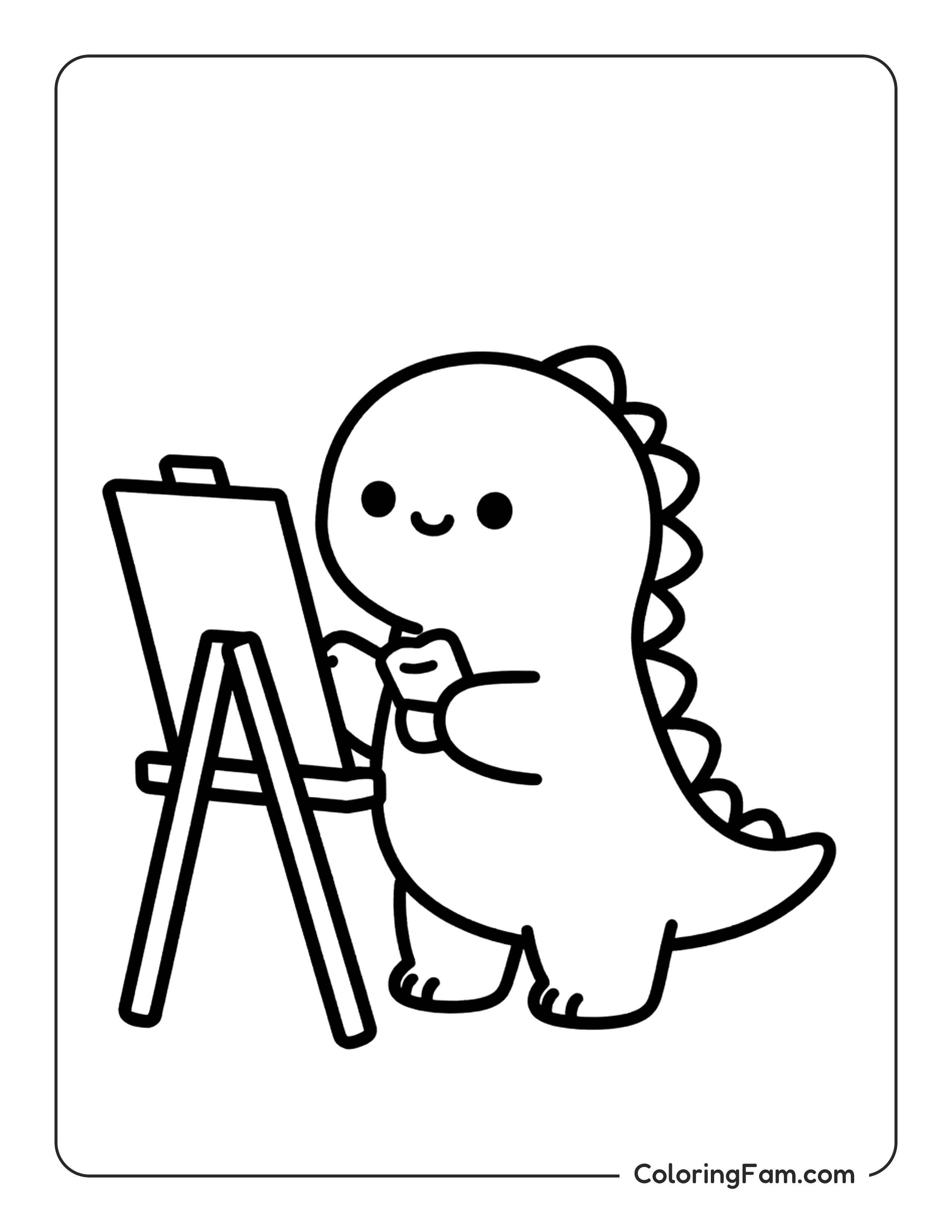 Dinosaur Painting On Canvas Coloring Page Coloringfam