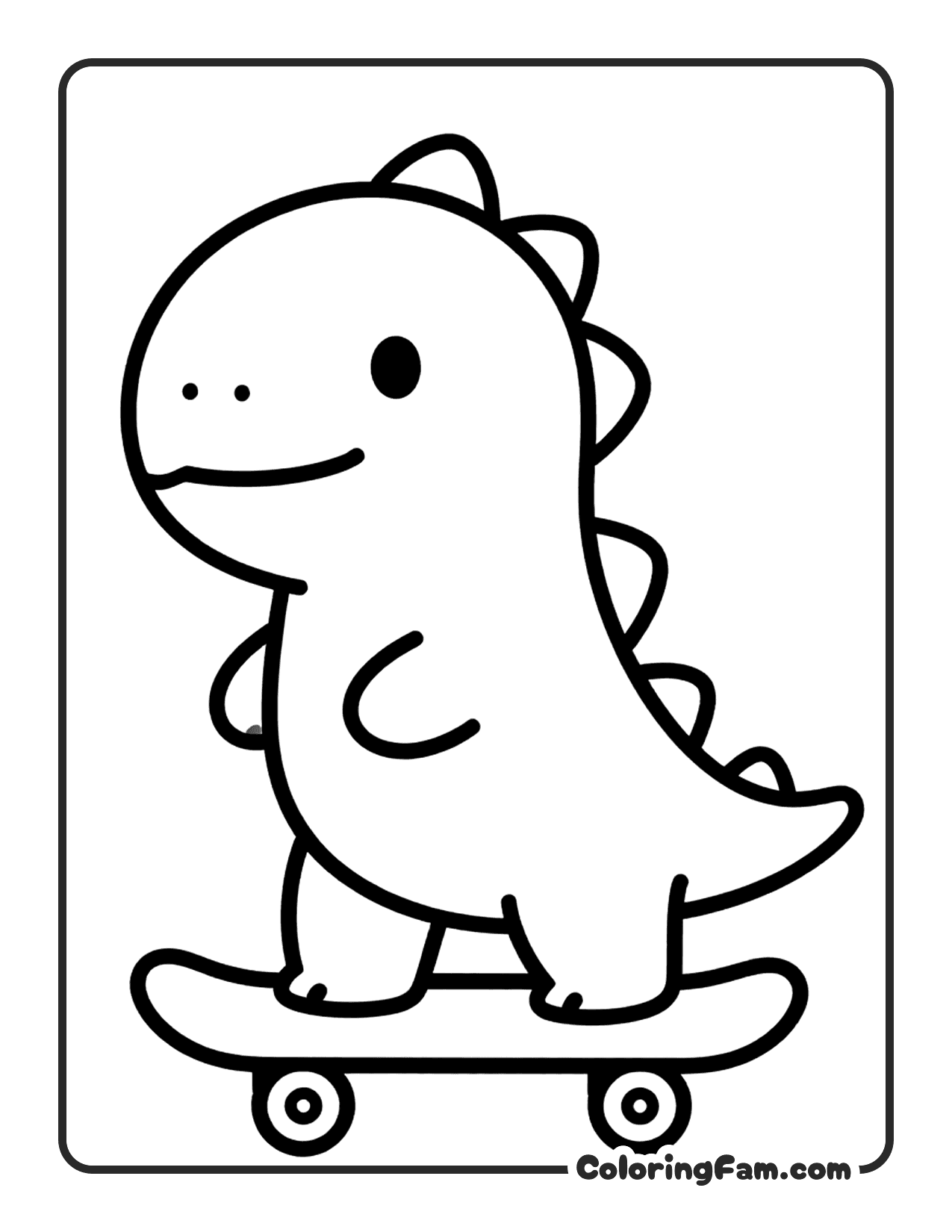 Dinosaur Riding Skateboard coloring page