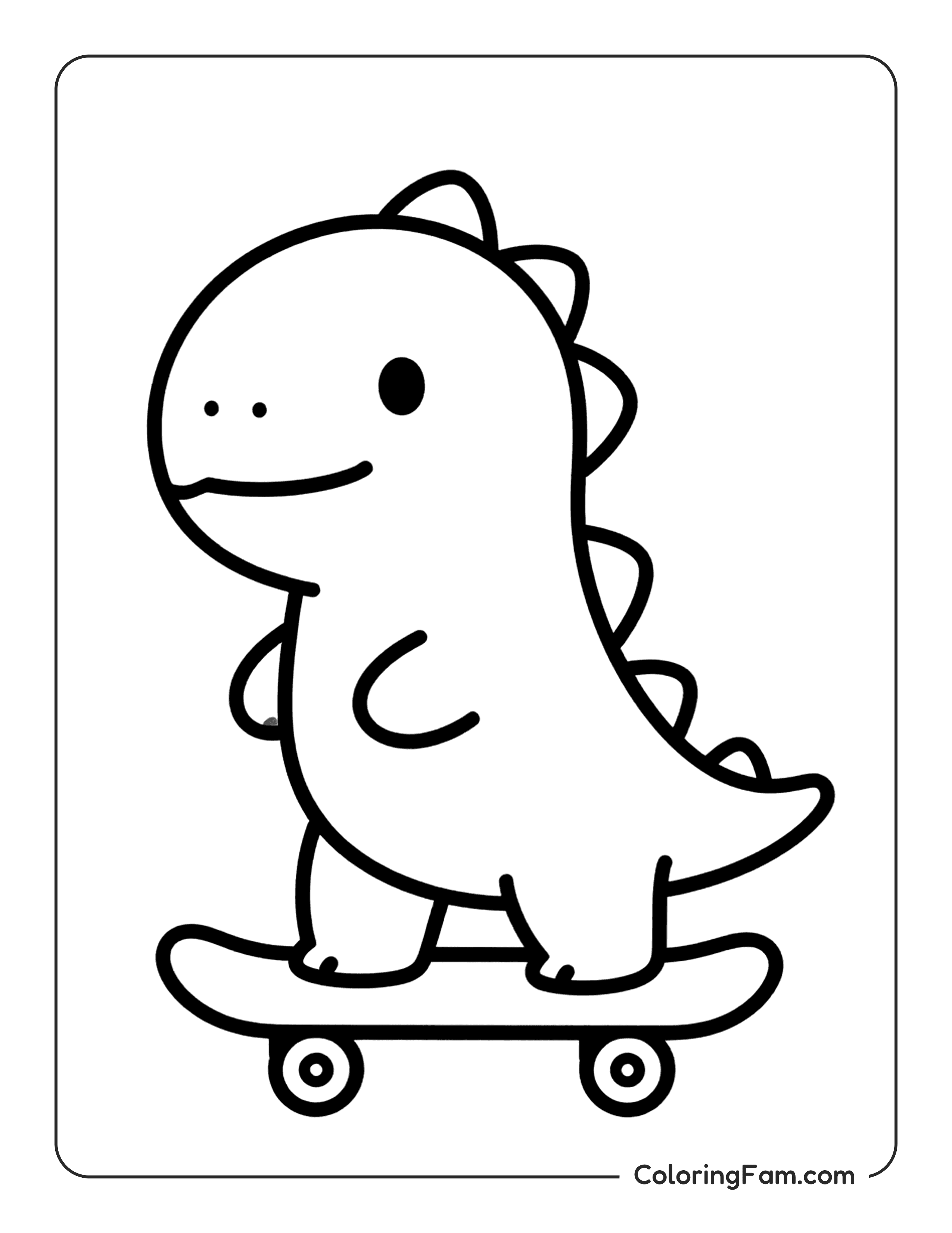 Dinosaur Riding Skateboard Coloring Page Coloringfam