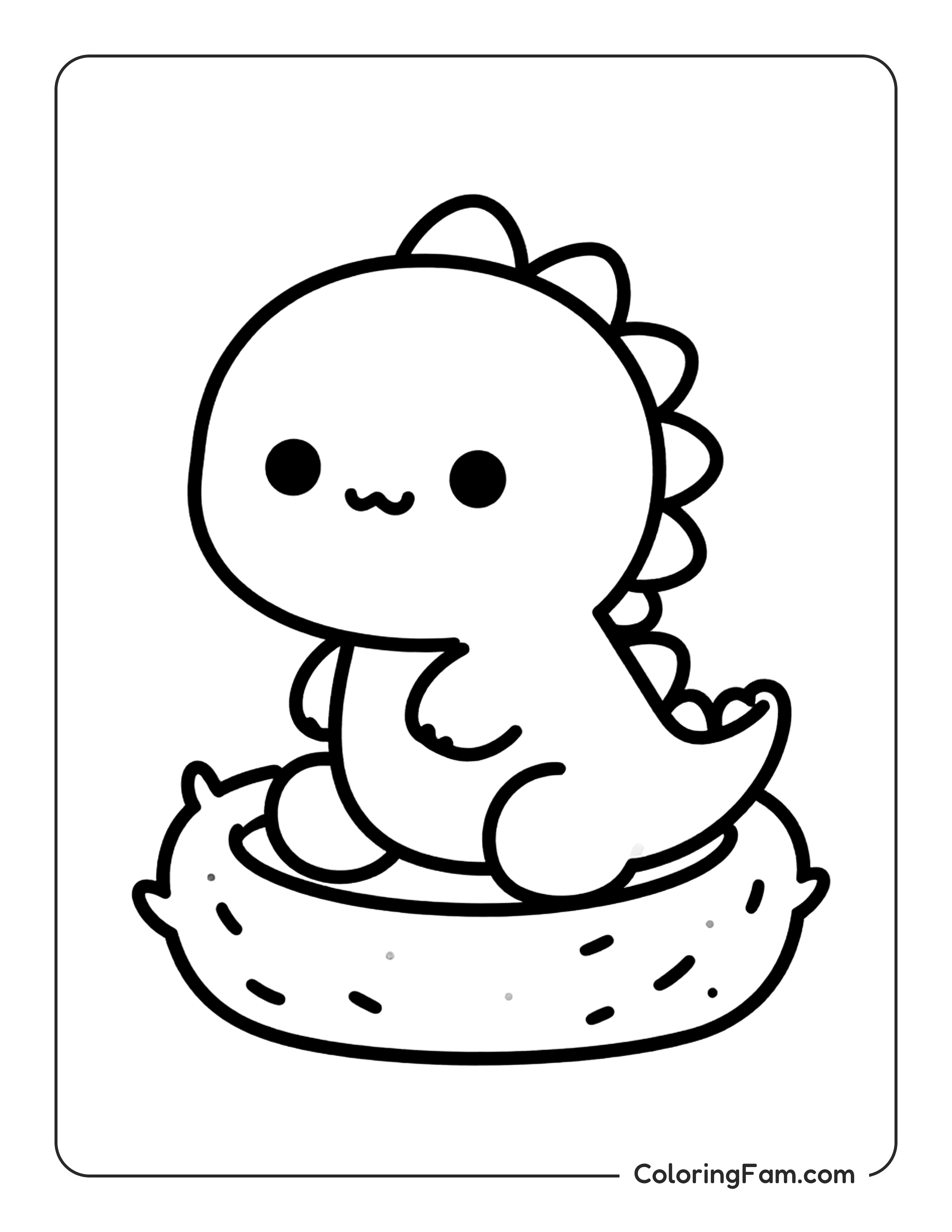 Dinosaur Sitting On Cushion Coloring Page Coloringfam