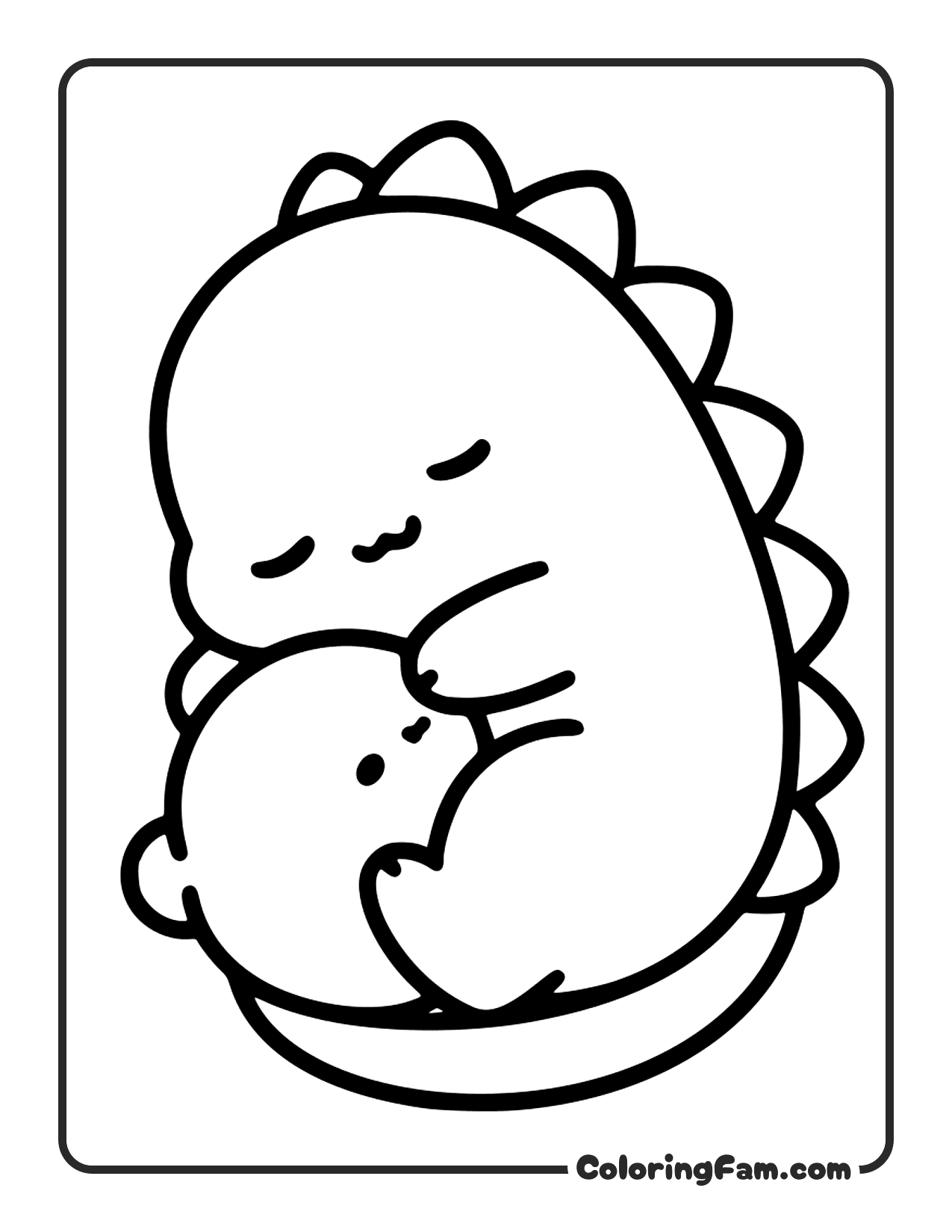 Dinosaur Sleeping With Baby coloring page