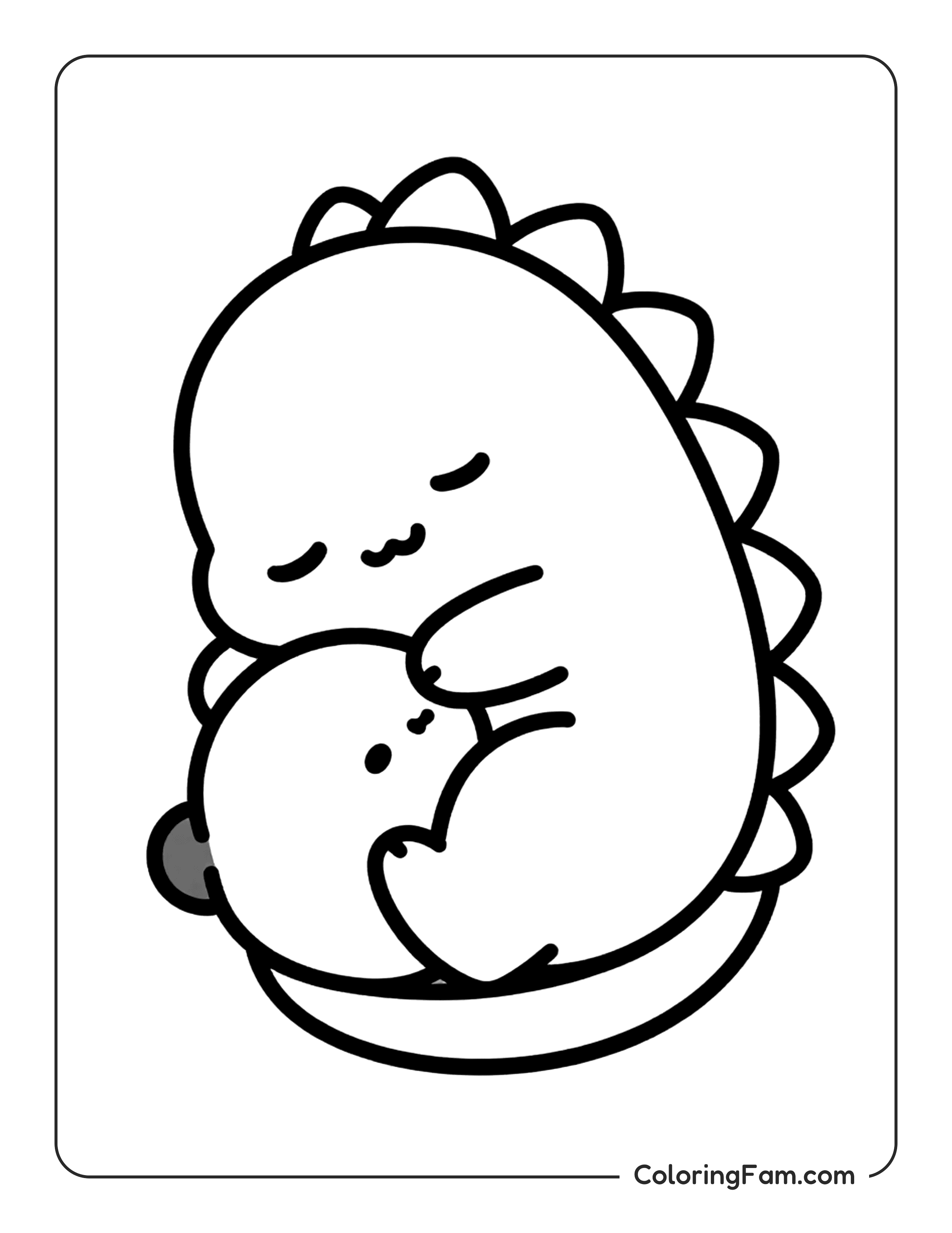 Dinosaur Sleeping With Baby Coloring Page Coloringfam