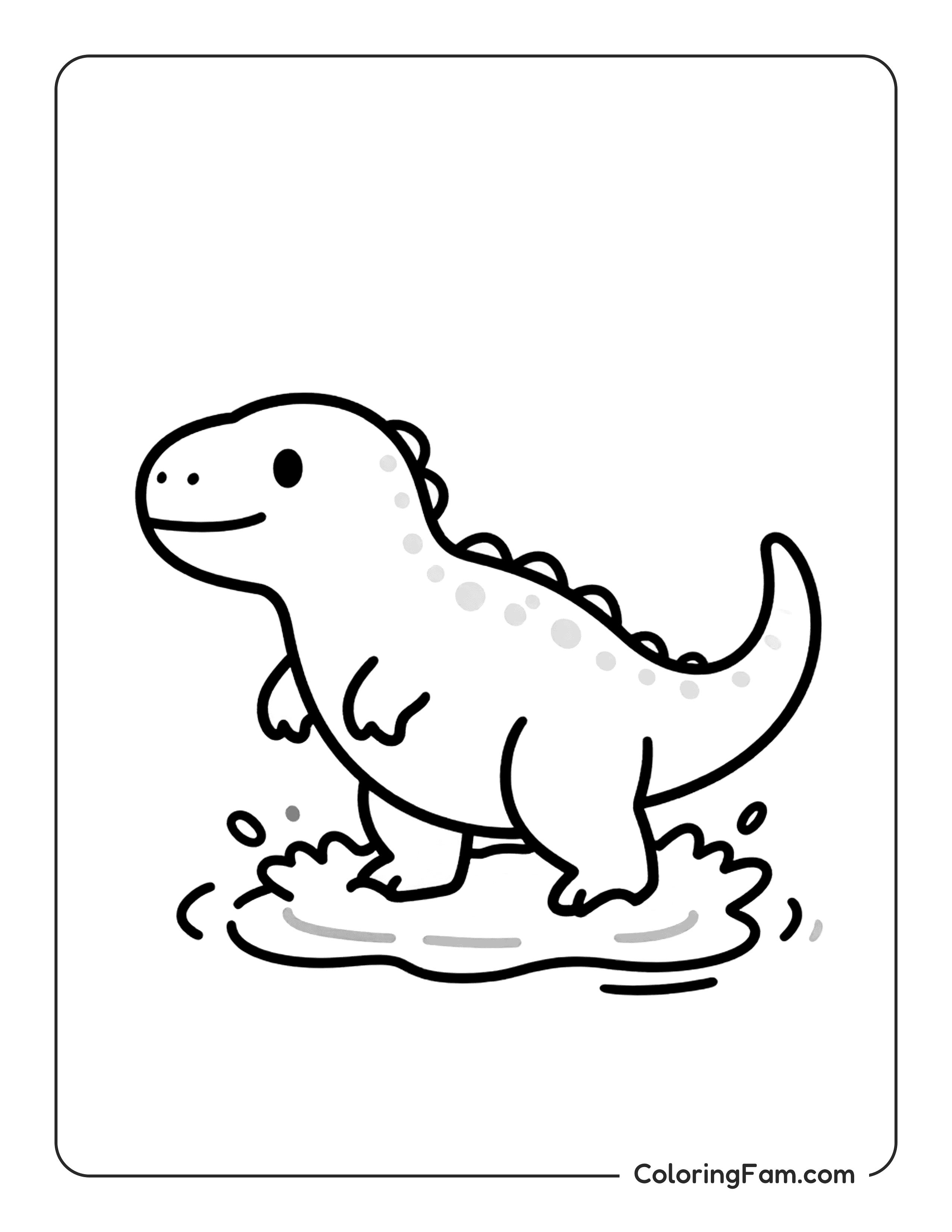 Dinosaur Walking Water Coloring Page Coloringfam