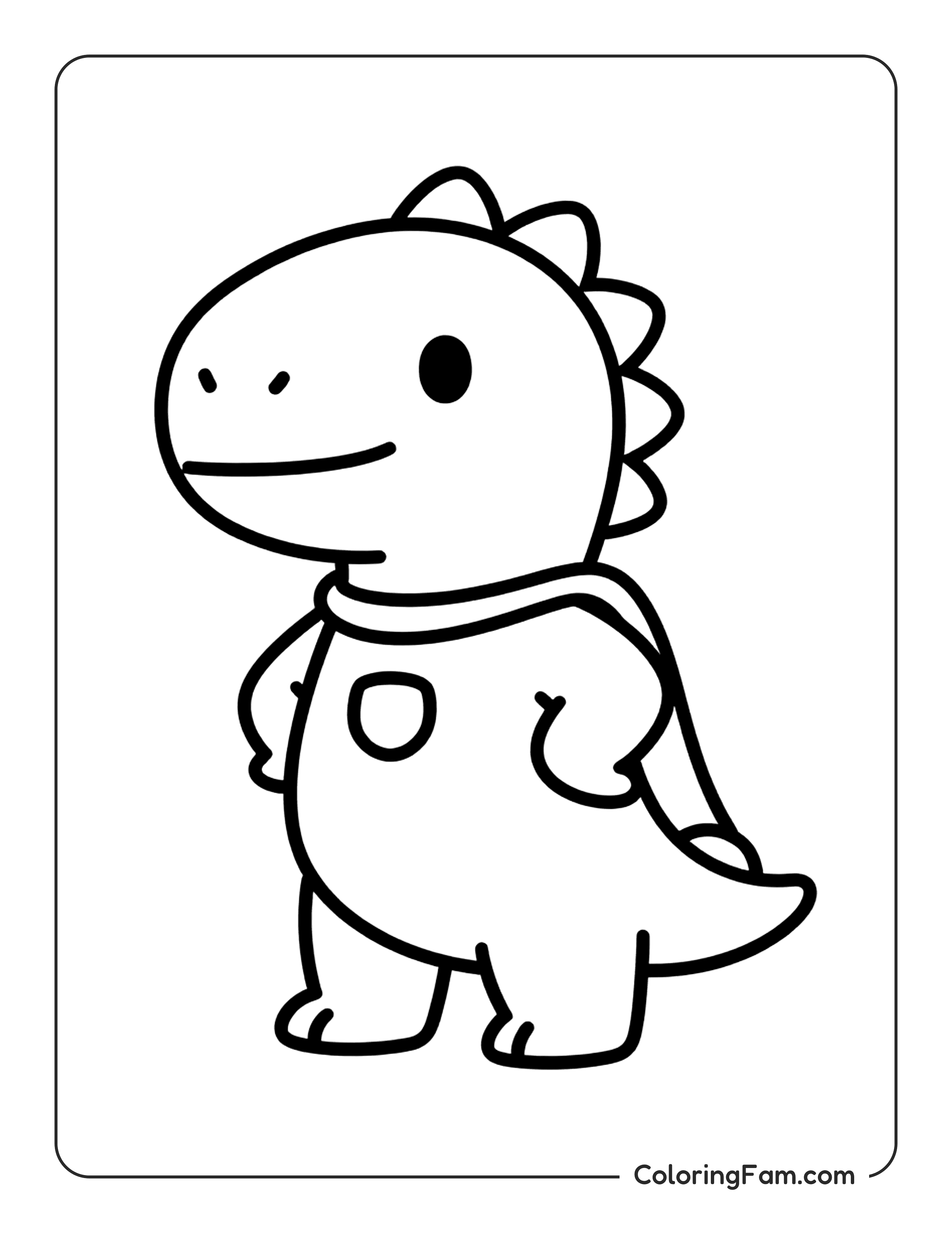 Dinosaur Wearing Hoodie Coloring Page Coloringfam
