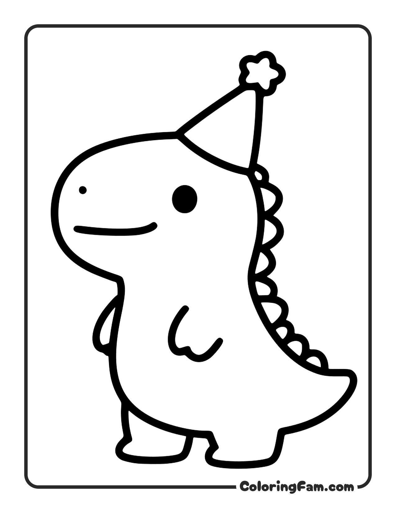 Dinosaur Wearing Party Hat coloring page