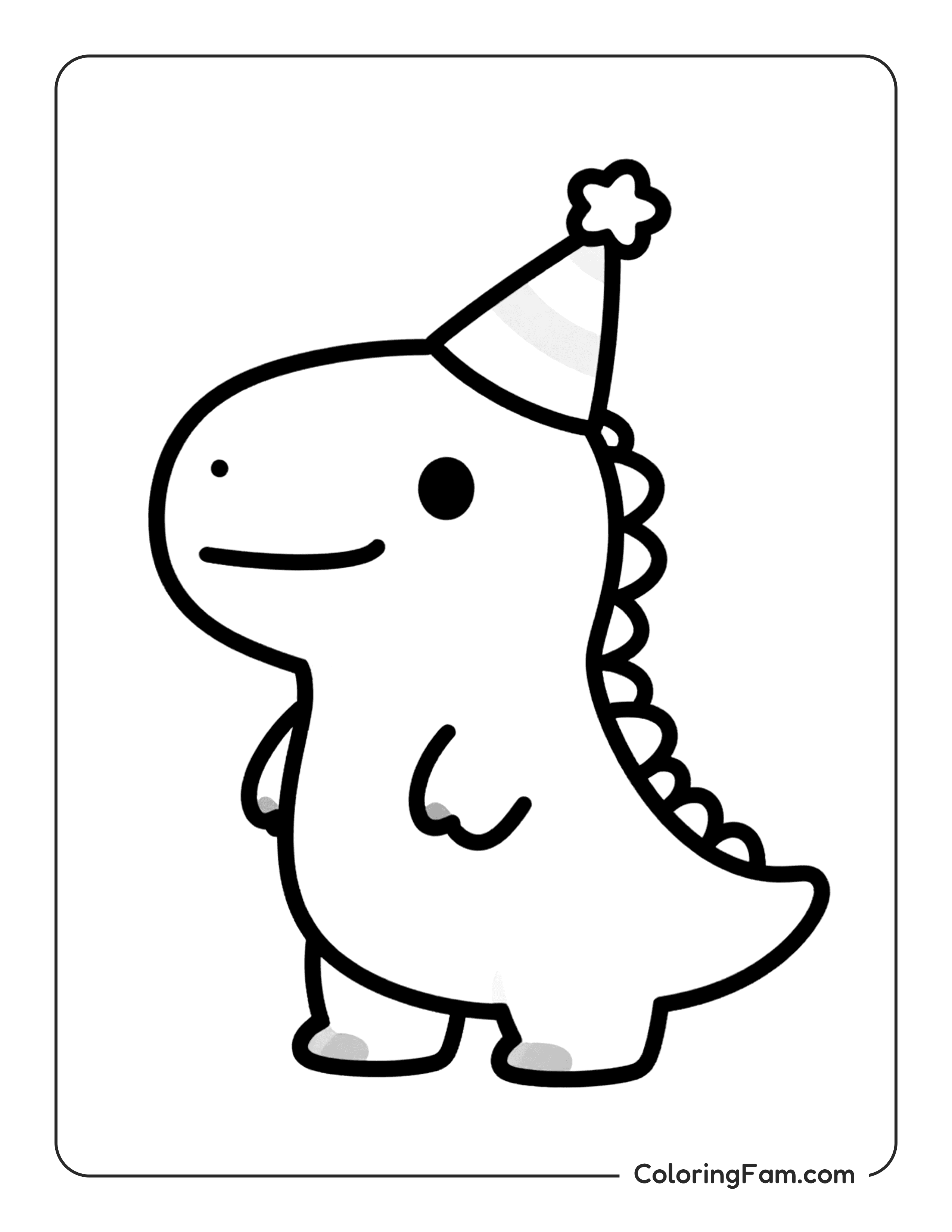 Dinosaur Wearing Party Hat Coloring Page Coloringfam