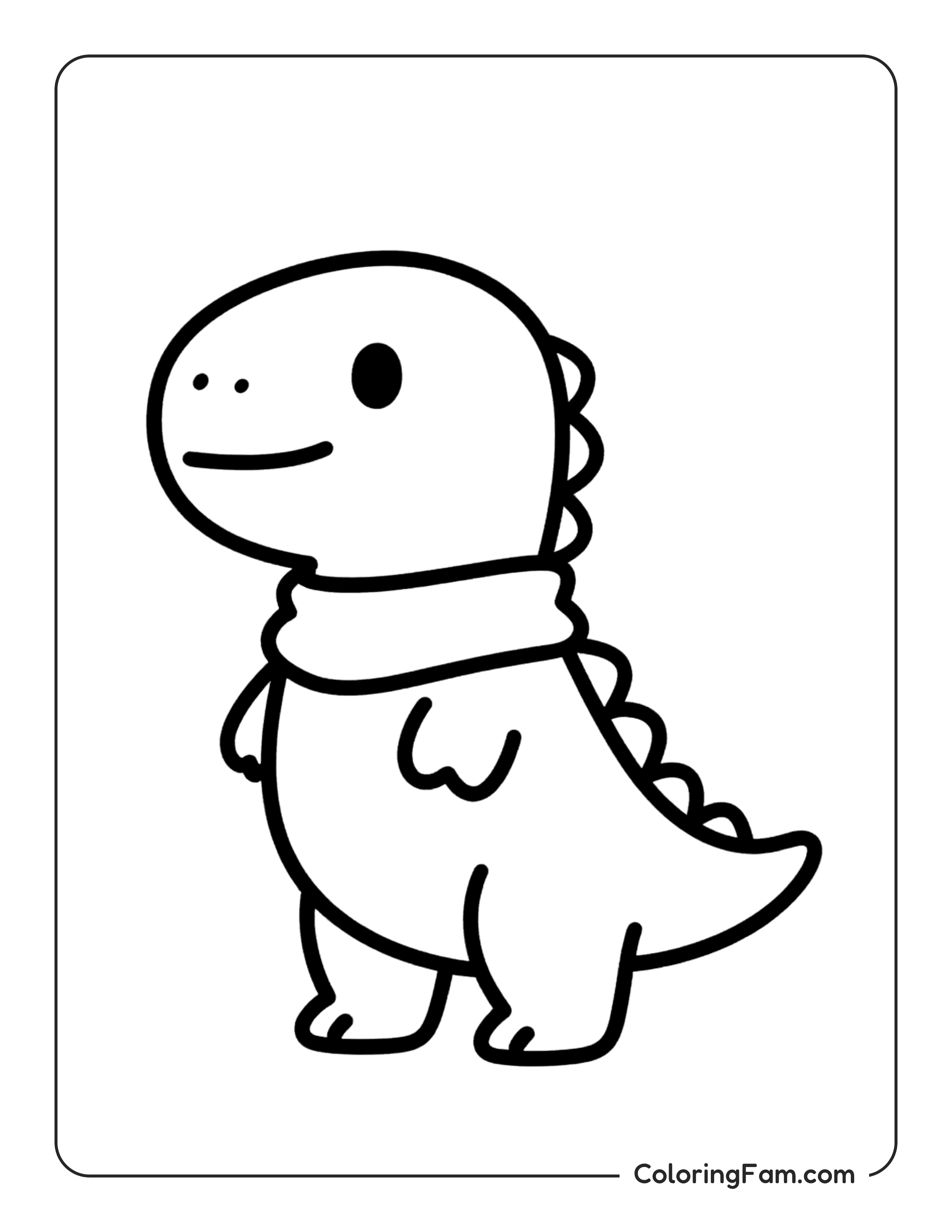 Dinosaur Wearing Scarf Coloring Page Coloringfam