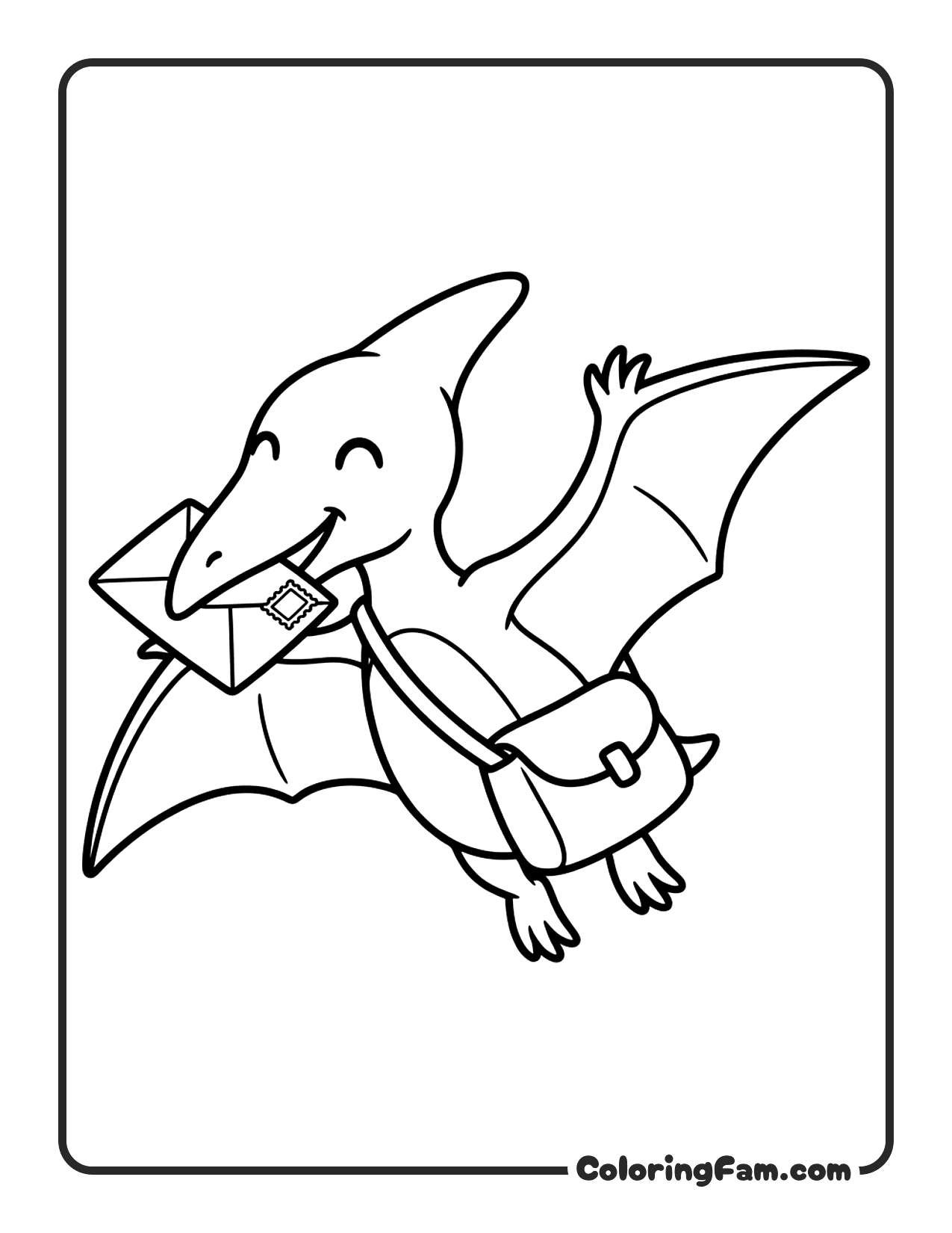 Pterodactyl Delivering Mail coloring page