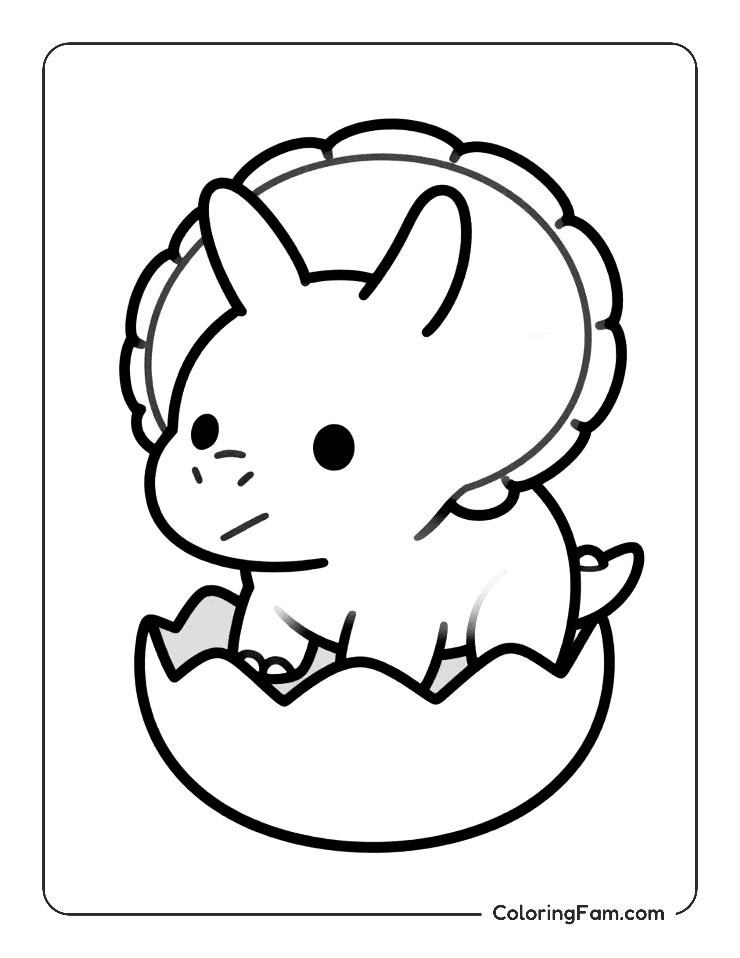 Triceratops Hatching From Egg Coloring Page Coloringfam