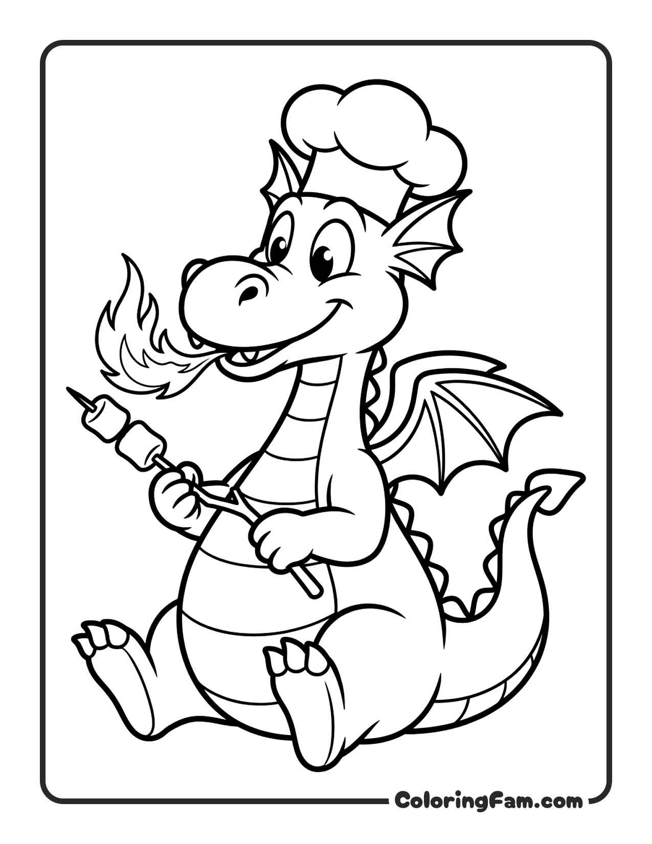 Dragon Chef Cooking Marshmallow coloring page