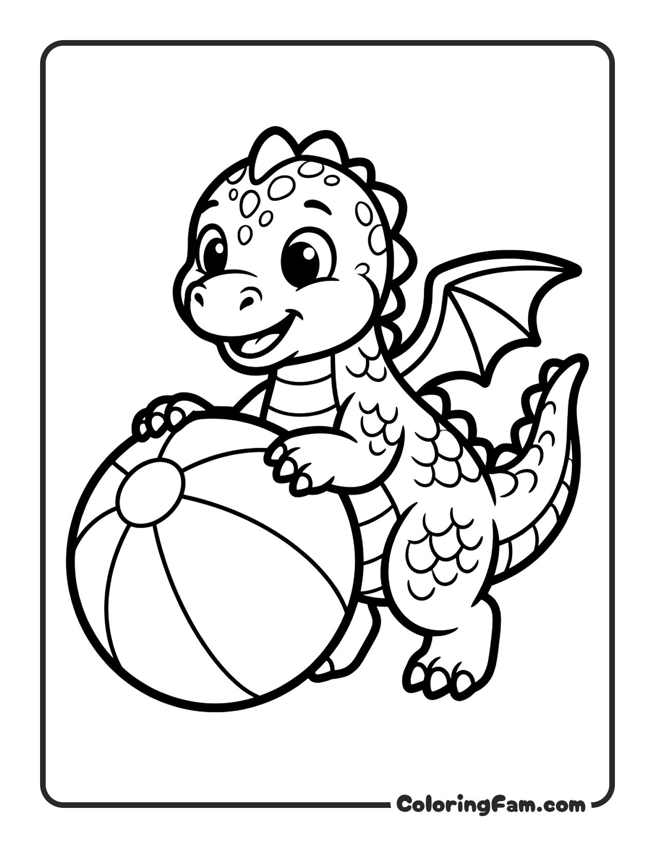 Dragon Holding Beach Ball coloring page