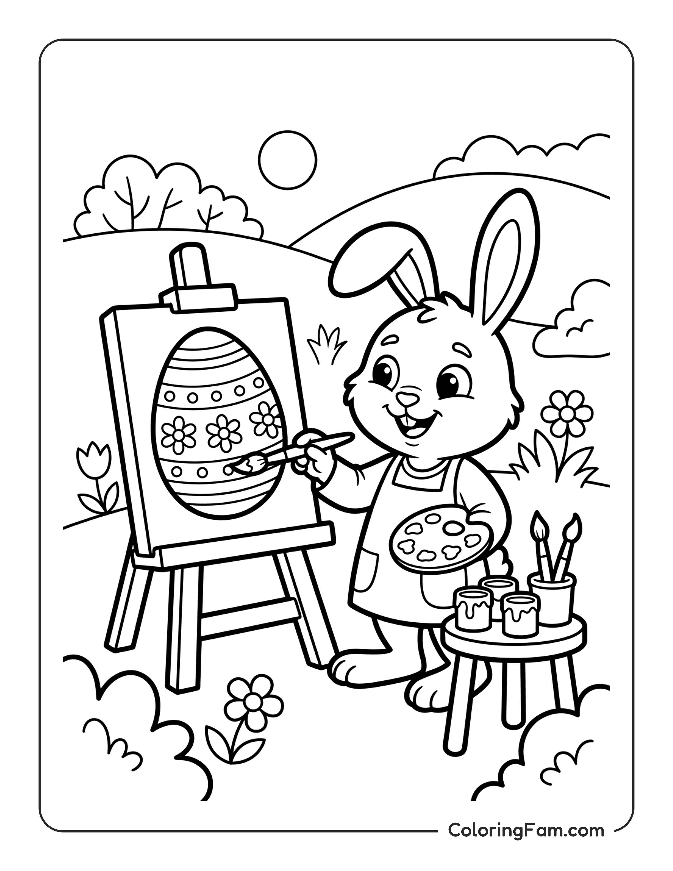 Bunny Painting Easter Egg coloring page