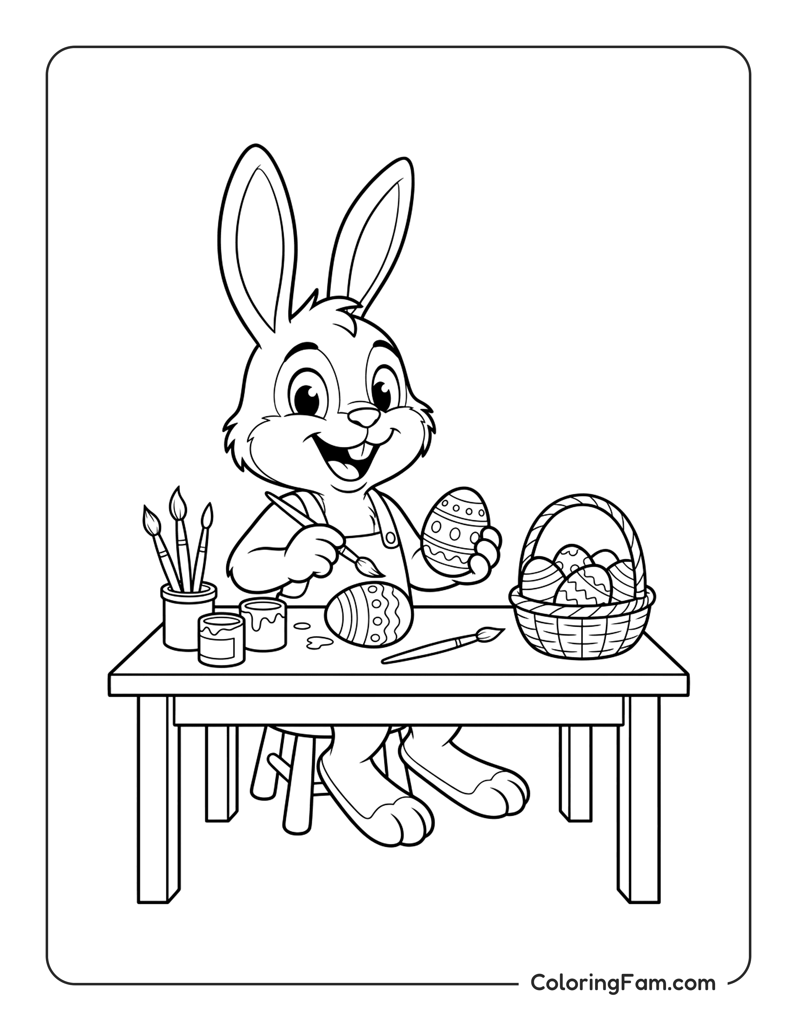 Bunny Painting Easter Eggs coloring page