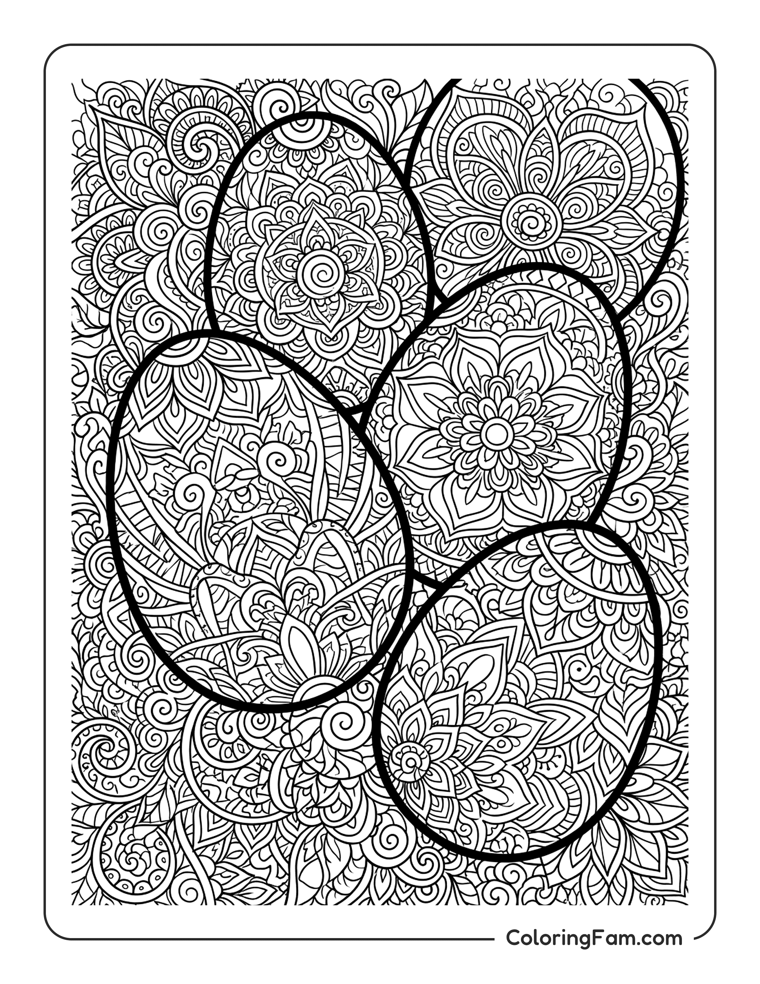 Easter Eggs Floral Background coloring page
