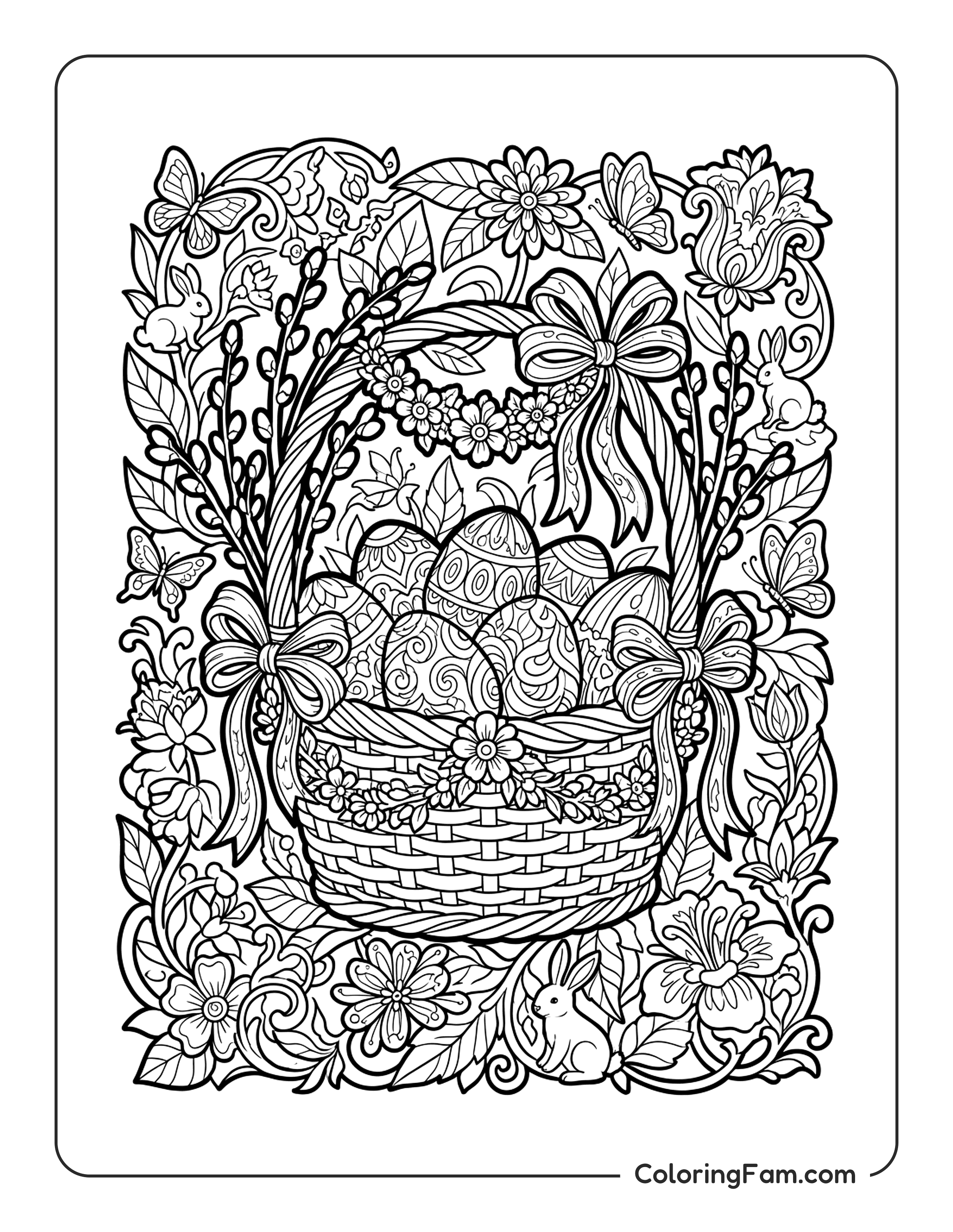 Easter Eggs In Basket coloring page