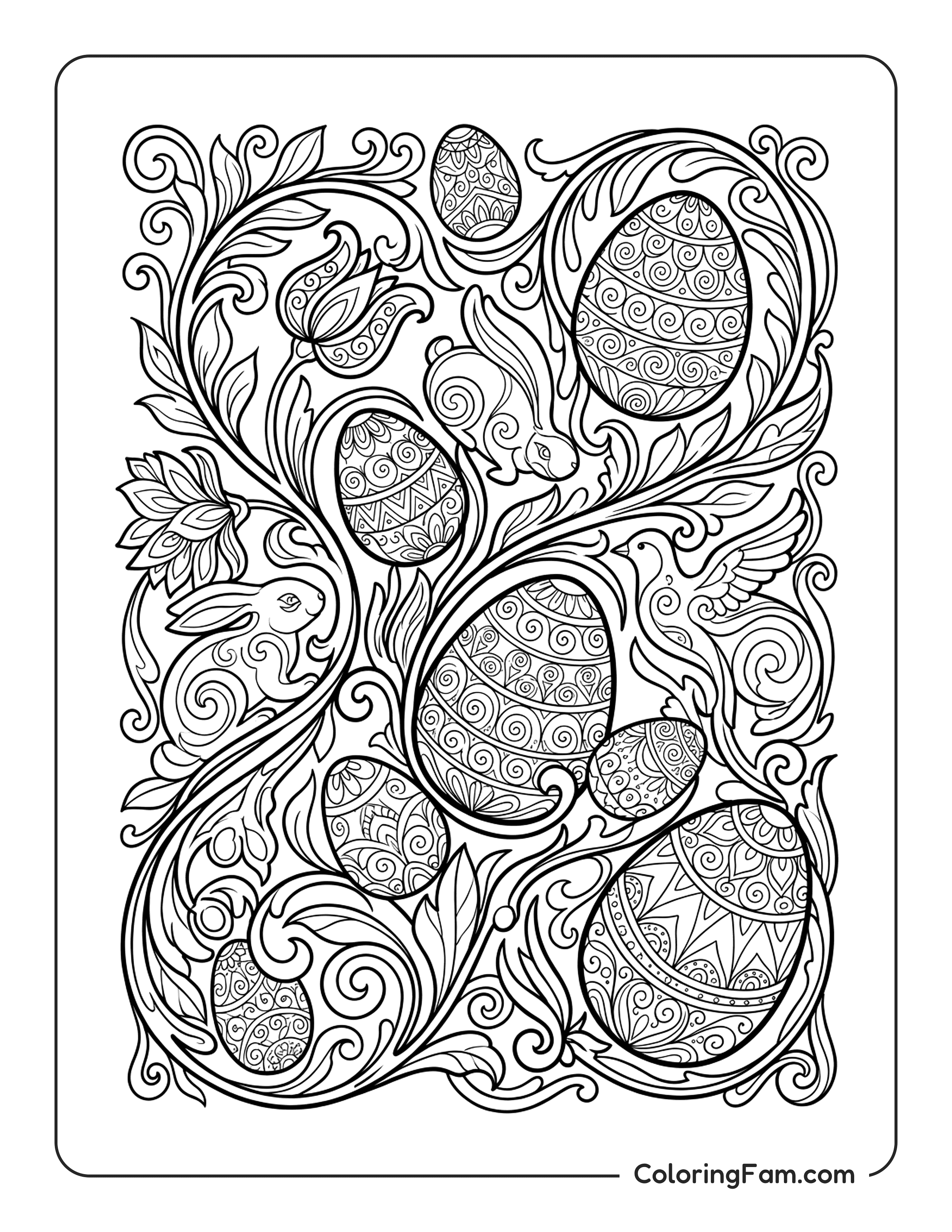 Easter Eggs With Floral Design coloring page