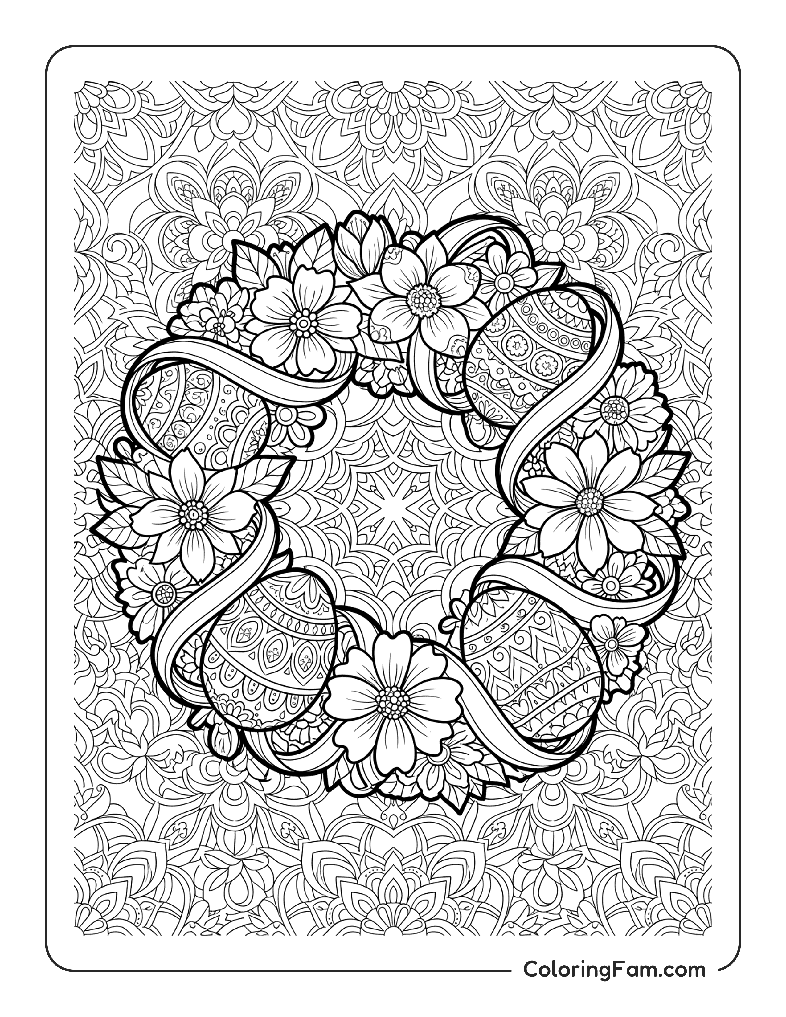 Easter Eggs With Flowers coloring page