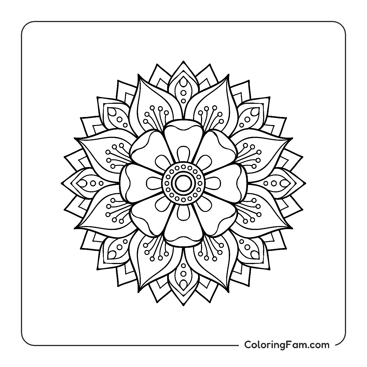 Flower Mandala Pattern Coloring Page Coloringfam coloring page