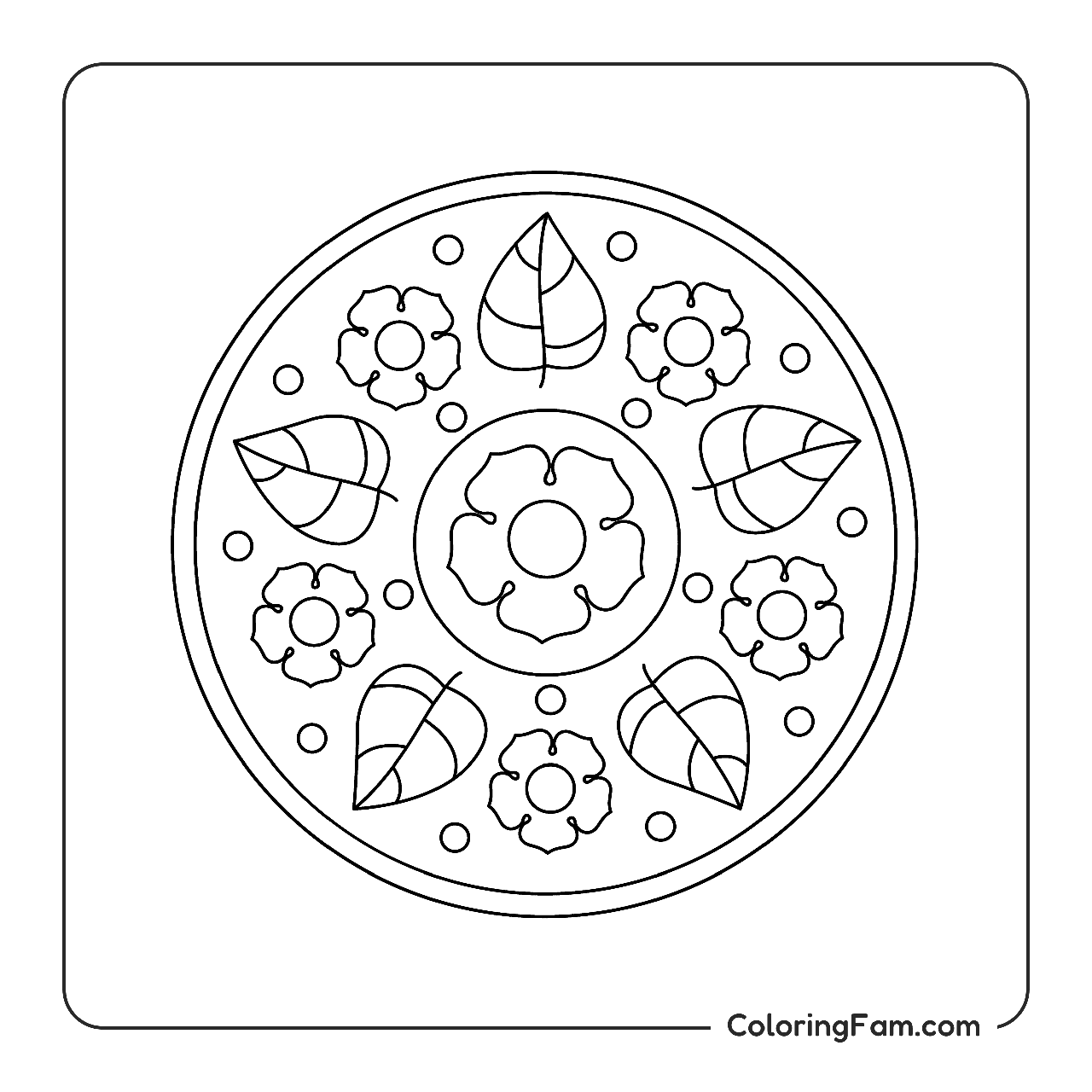 Mandala Flower Leaves coloring page
