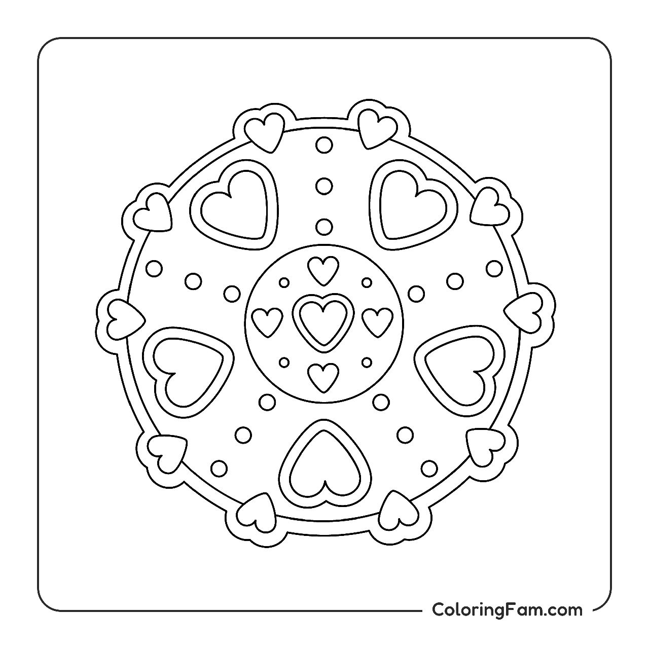 Mandala With Hearts coloring page