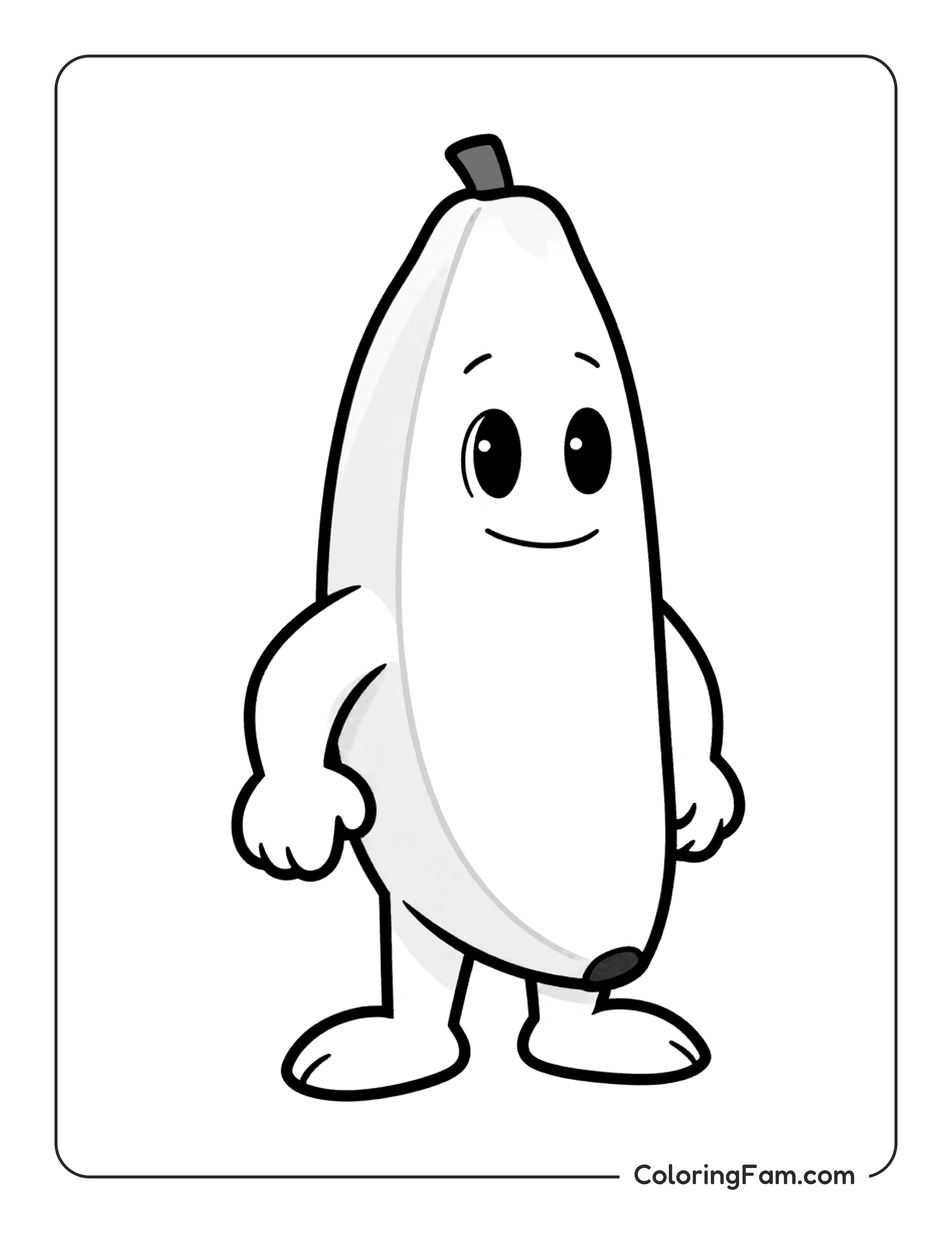Banana Standing Smiling coloring page
