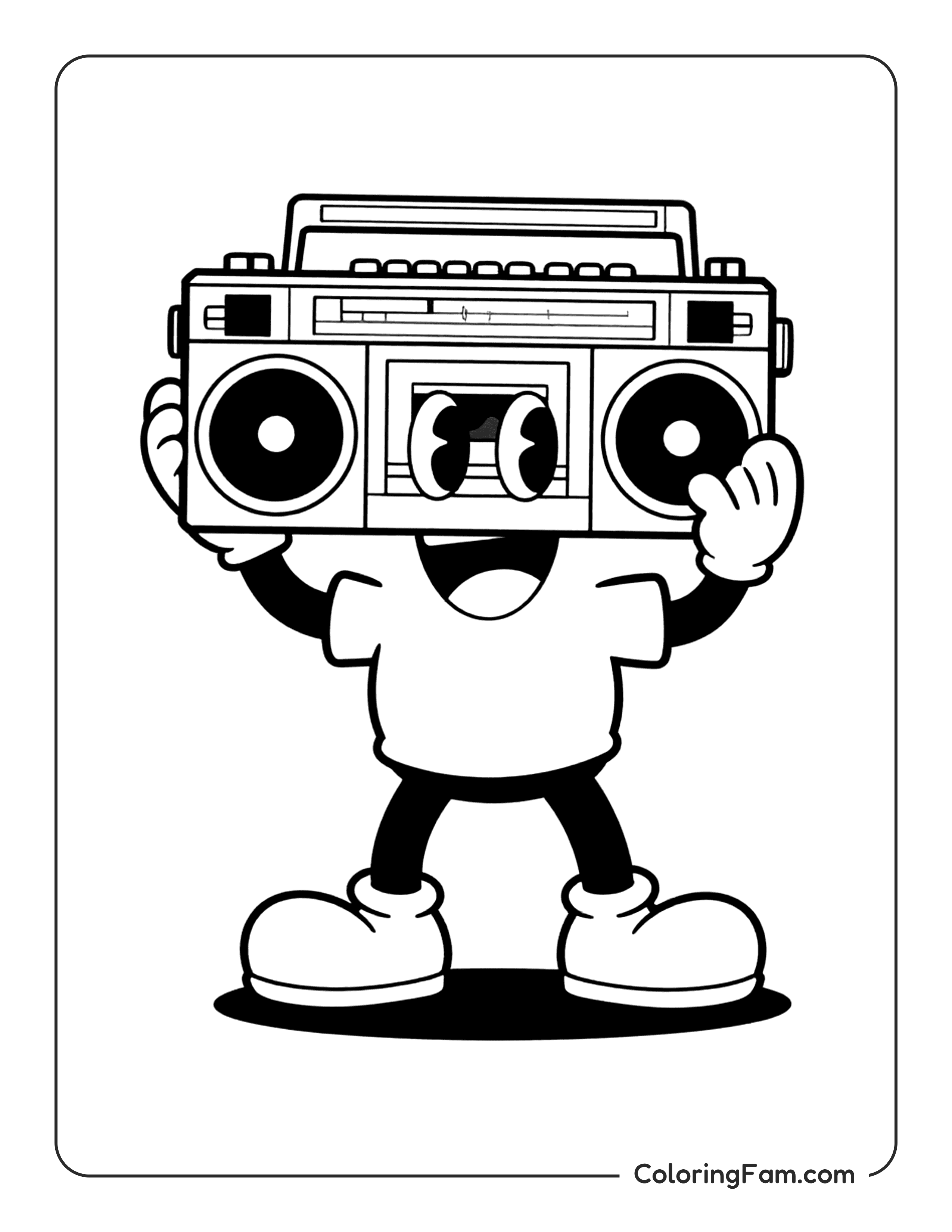 Boombox Cartoon Character coloring page