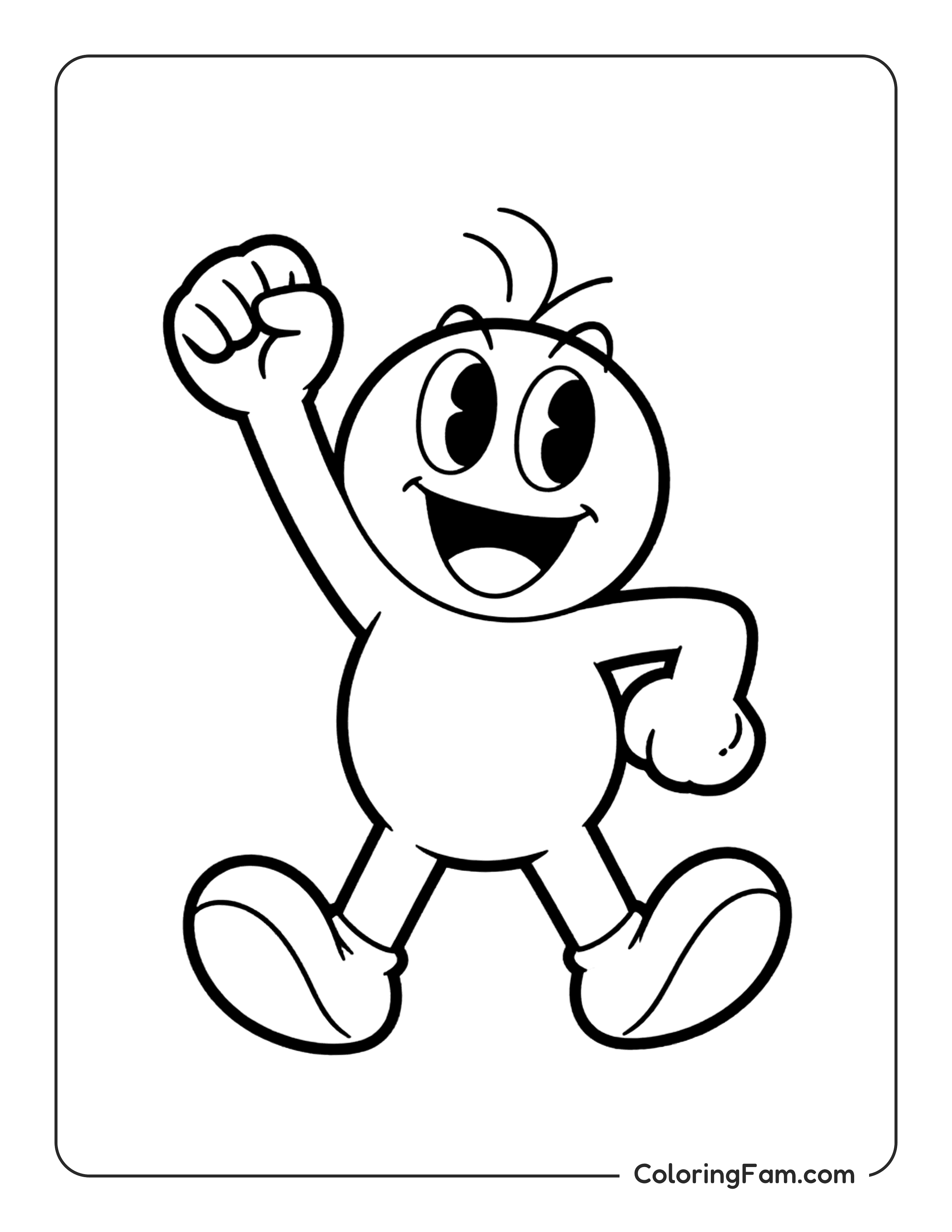 Cartoon Character Raising Fist coloring page