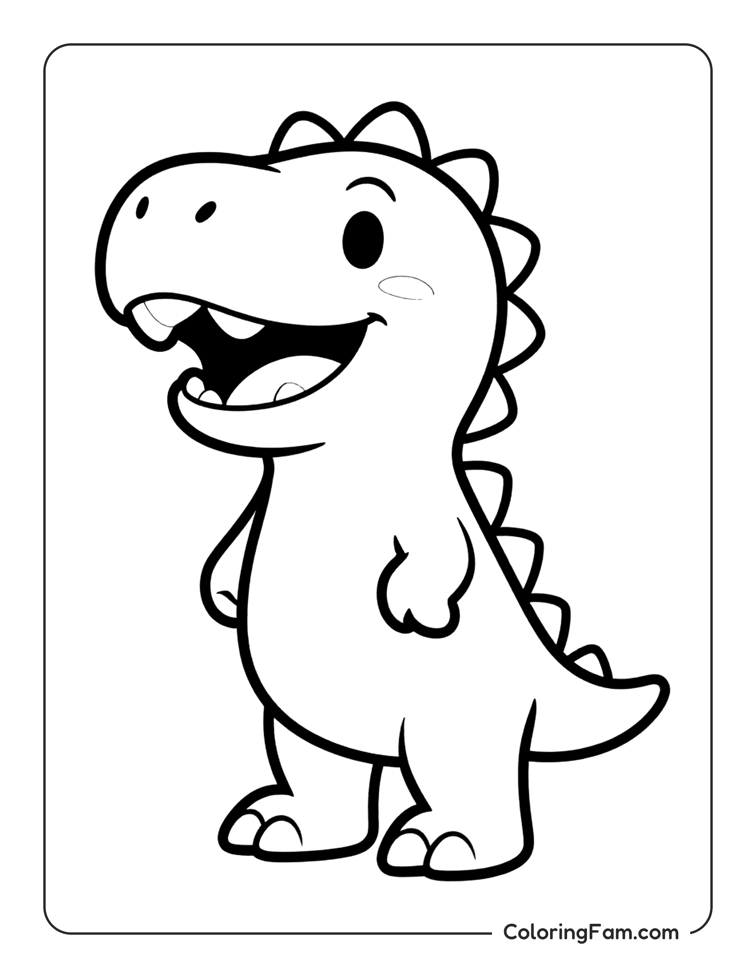 Dinosaur Standing And Smiling coloring page