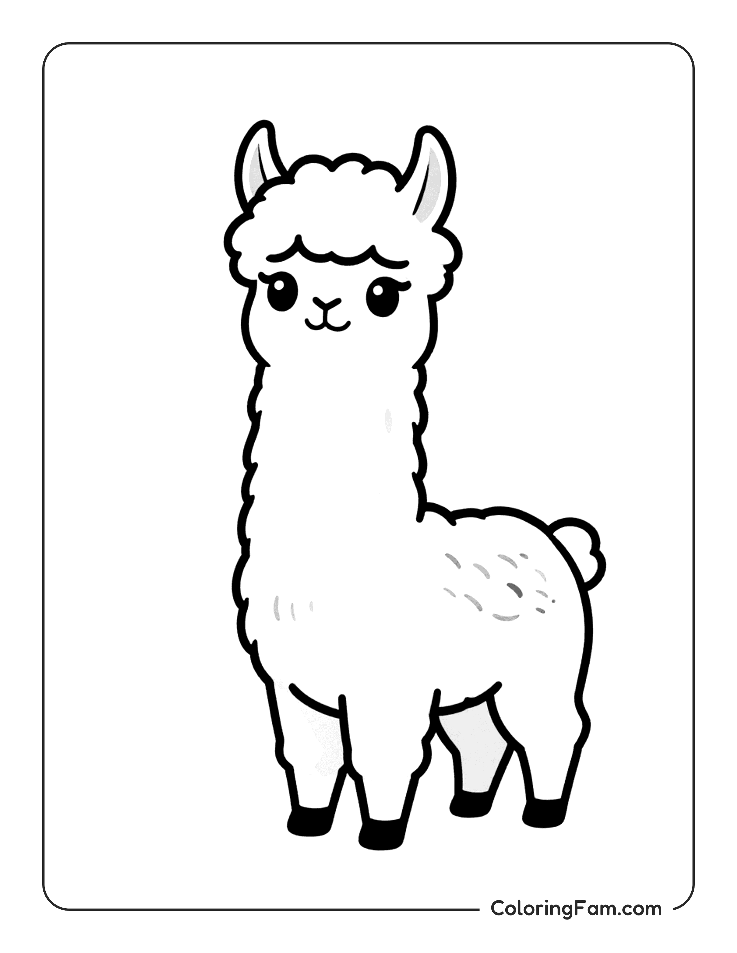 Llama Standing Profile coloring page