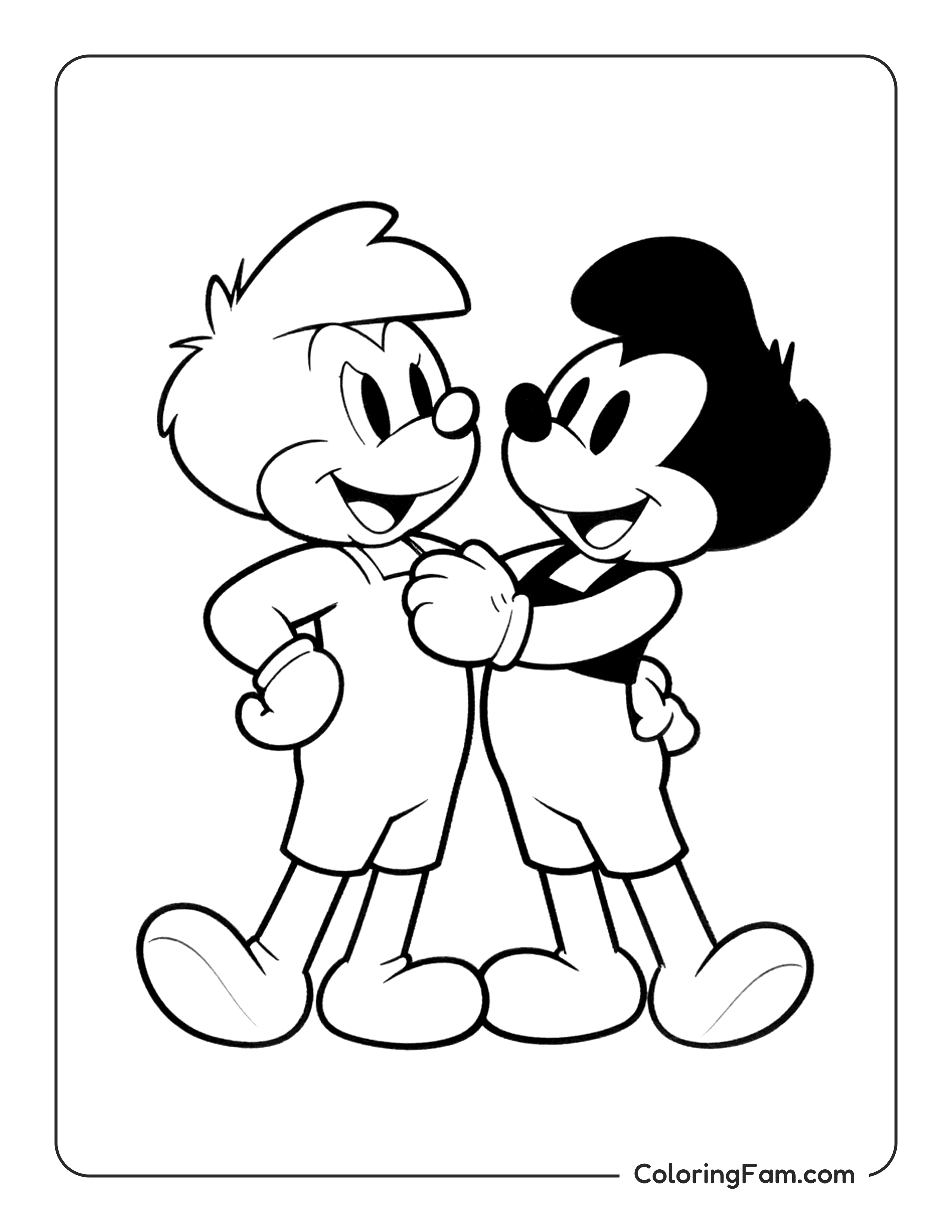 Mickey Mouse And Friend Arm In Arm coloring page