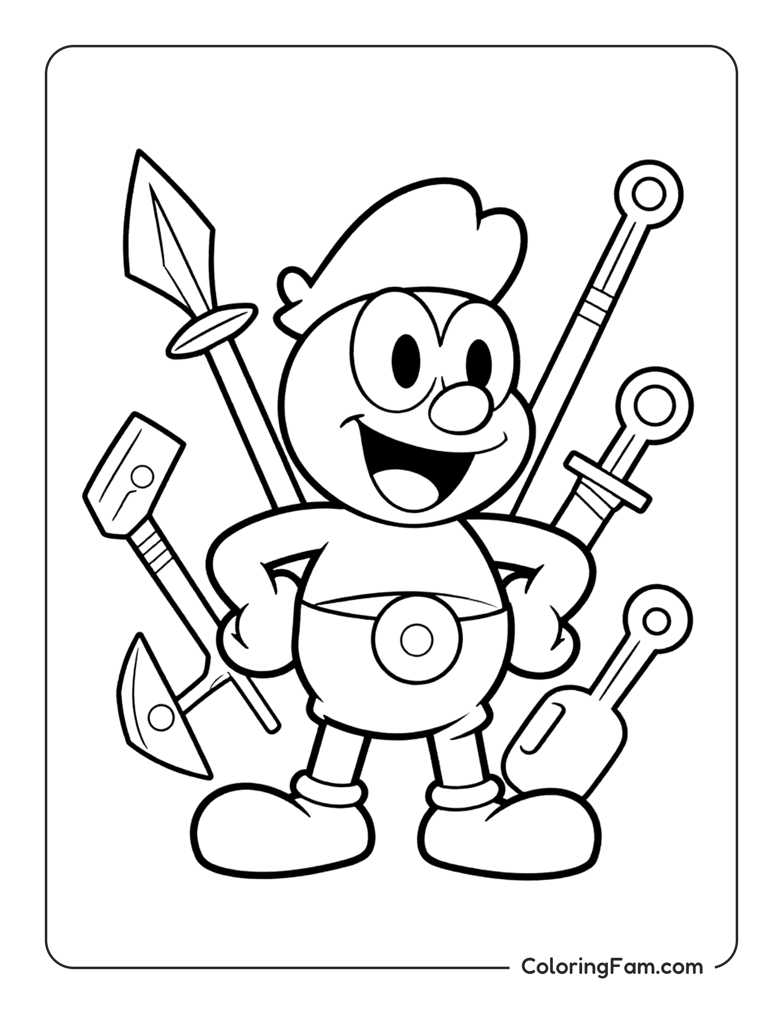 Pop Surrounded Weapons coloring page