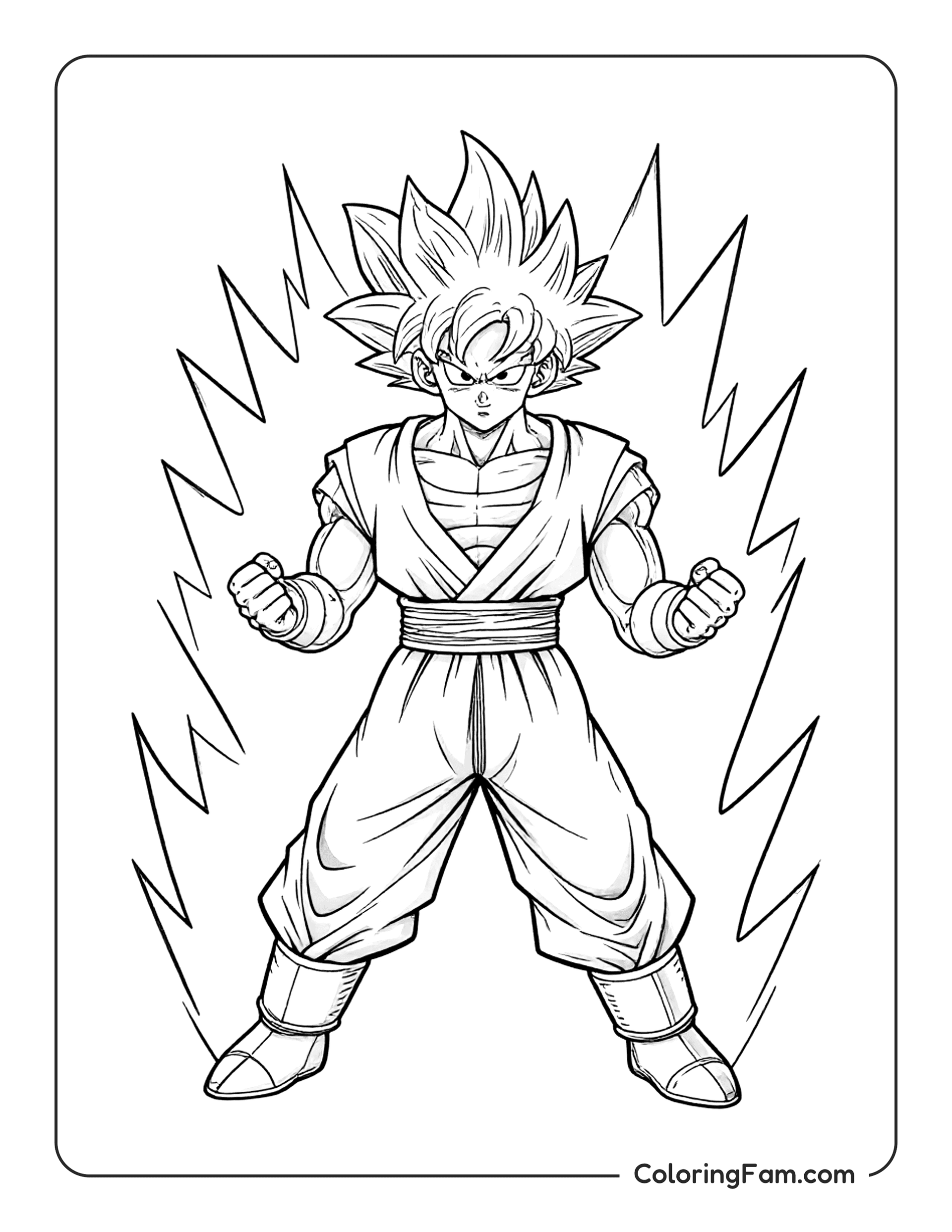 Goku Transforming Into Super Saiyan With Energy Aura coloring page