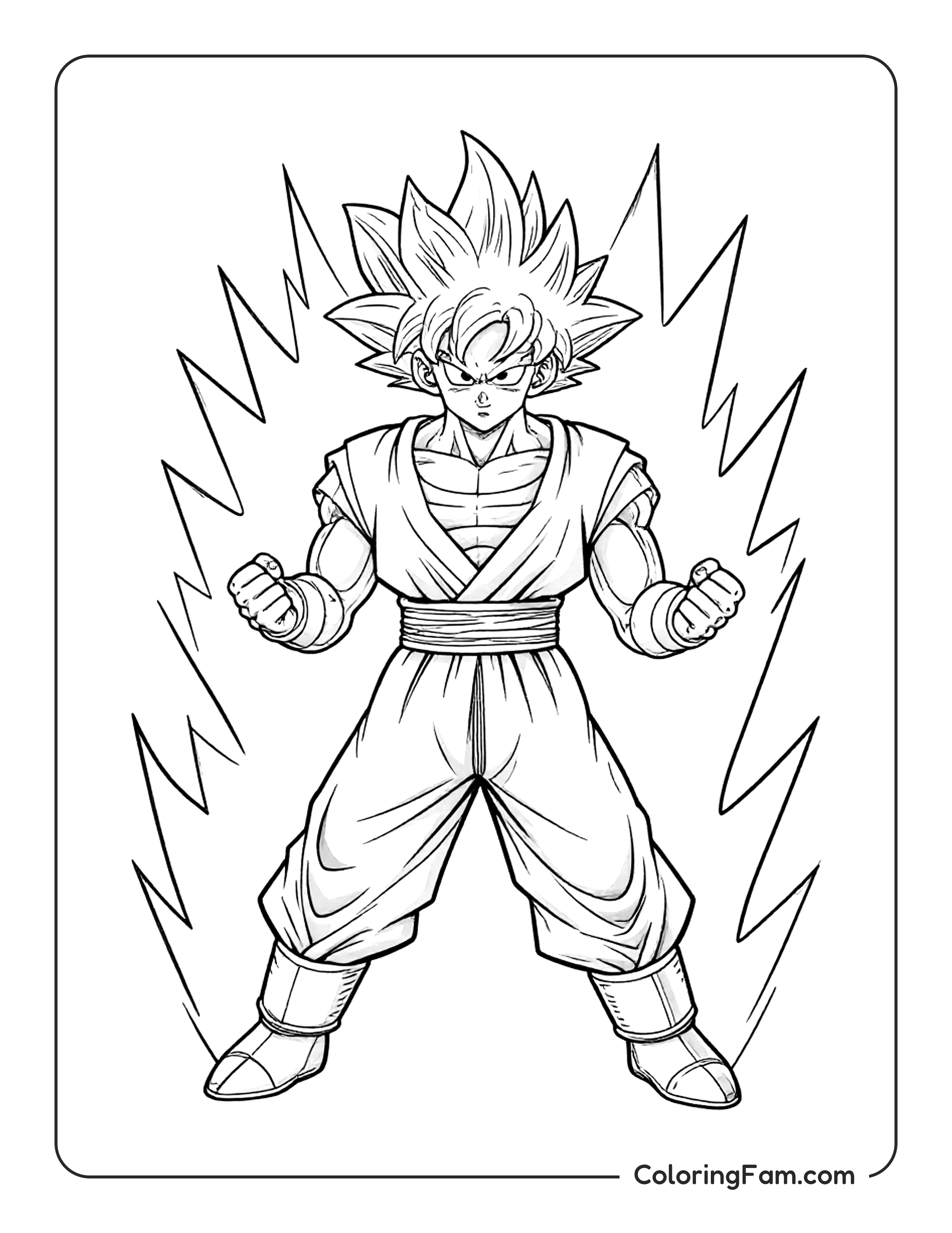 Goku Transforming Into Super Saiyan With Energy Aura coloring page