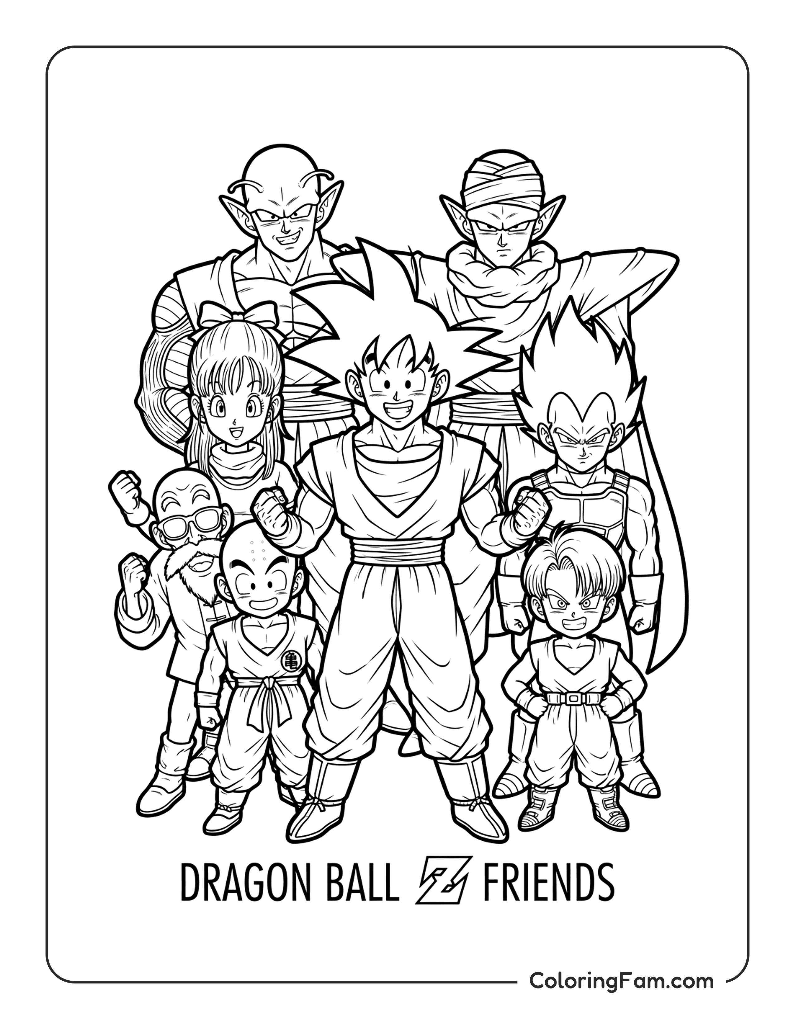 Dragon Ball Z Friends Group coloring page