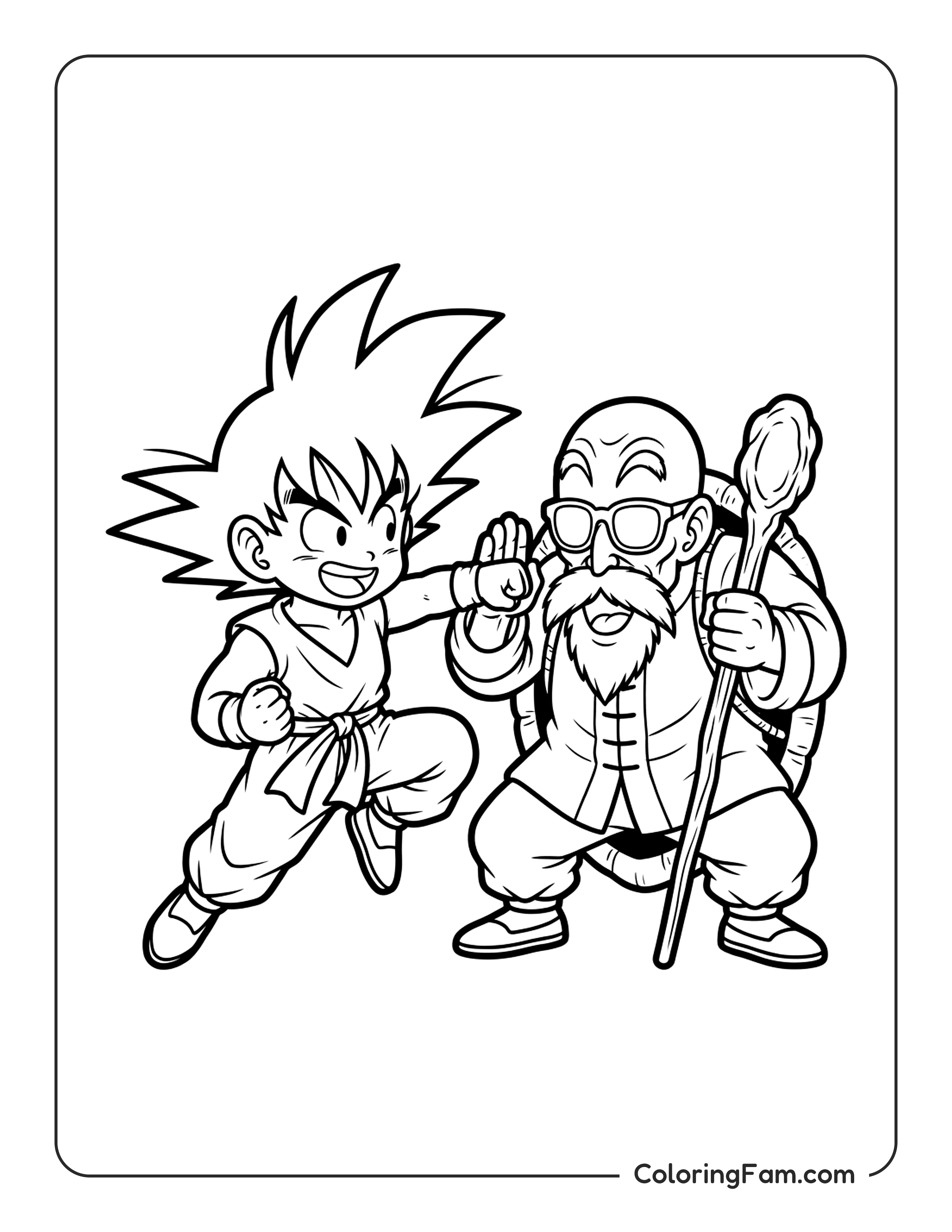 Goku Fighting Master Roshi coloring page