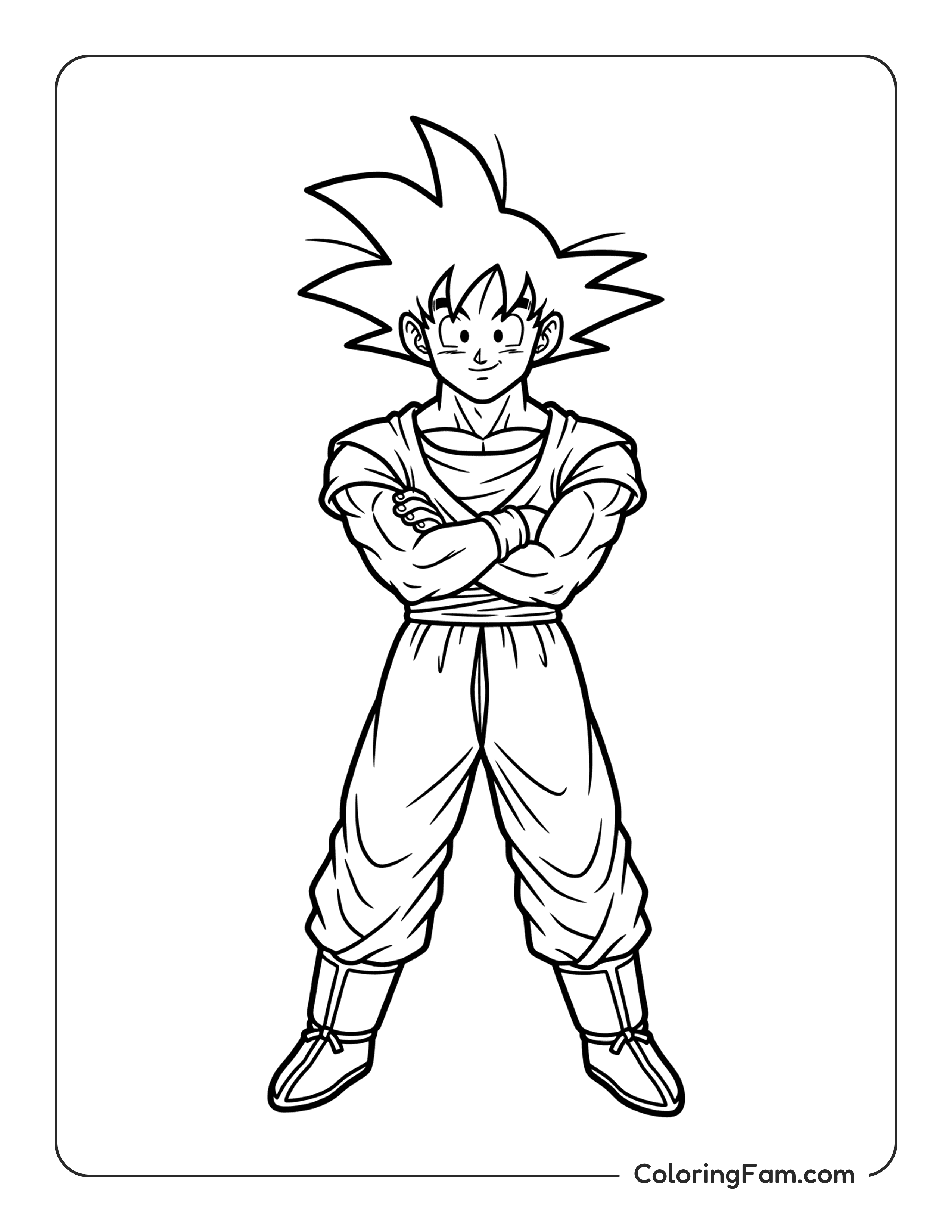 Goku Standing With Arms Crossed coloring page