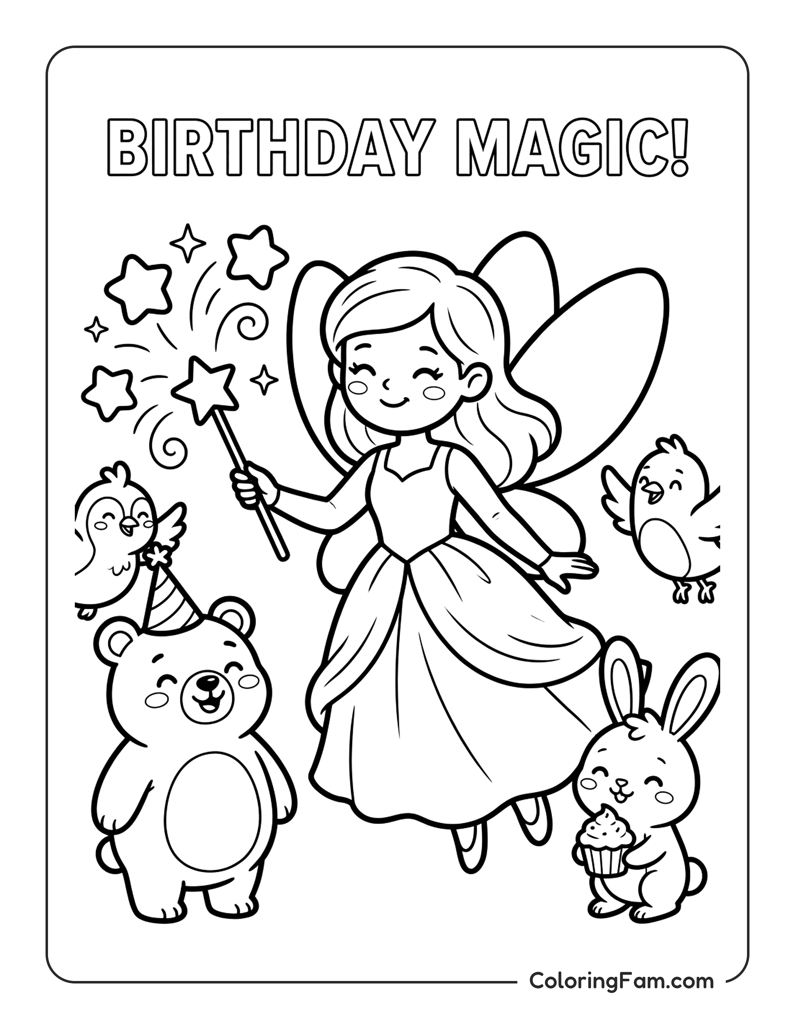 Fairy Godmother With A Wand Sprinkling coloring page