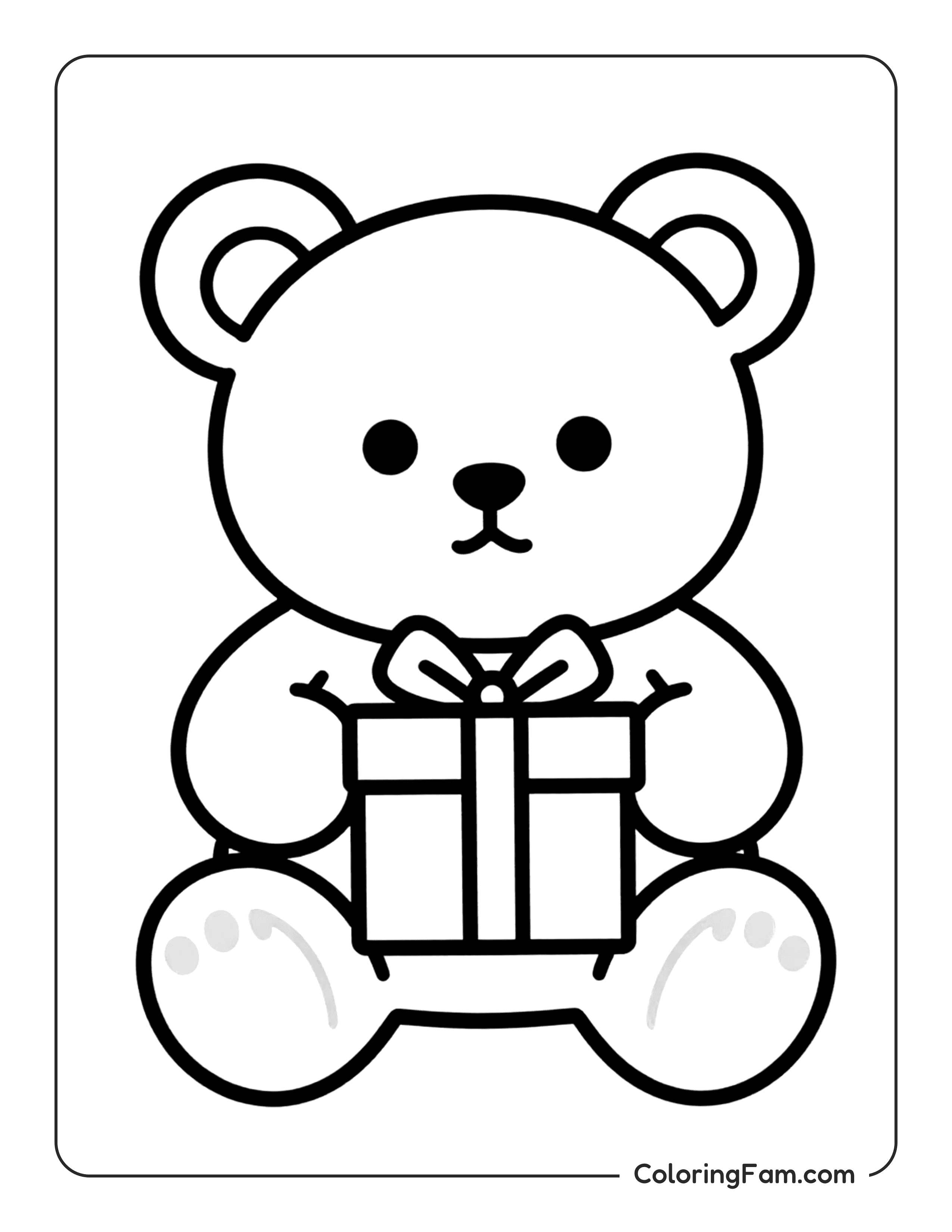 Bear Holding Present coloring page