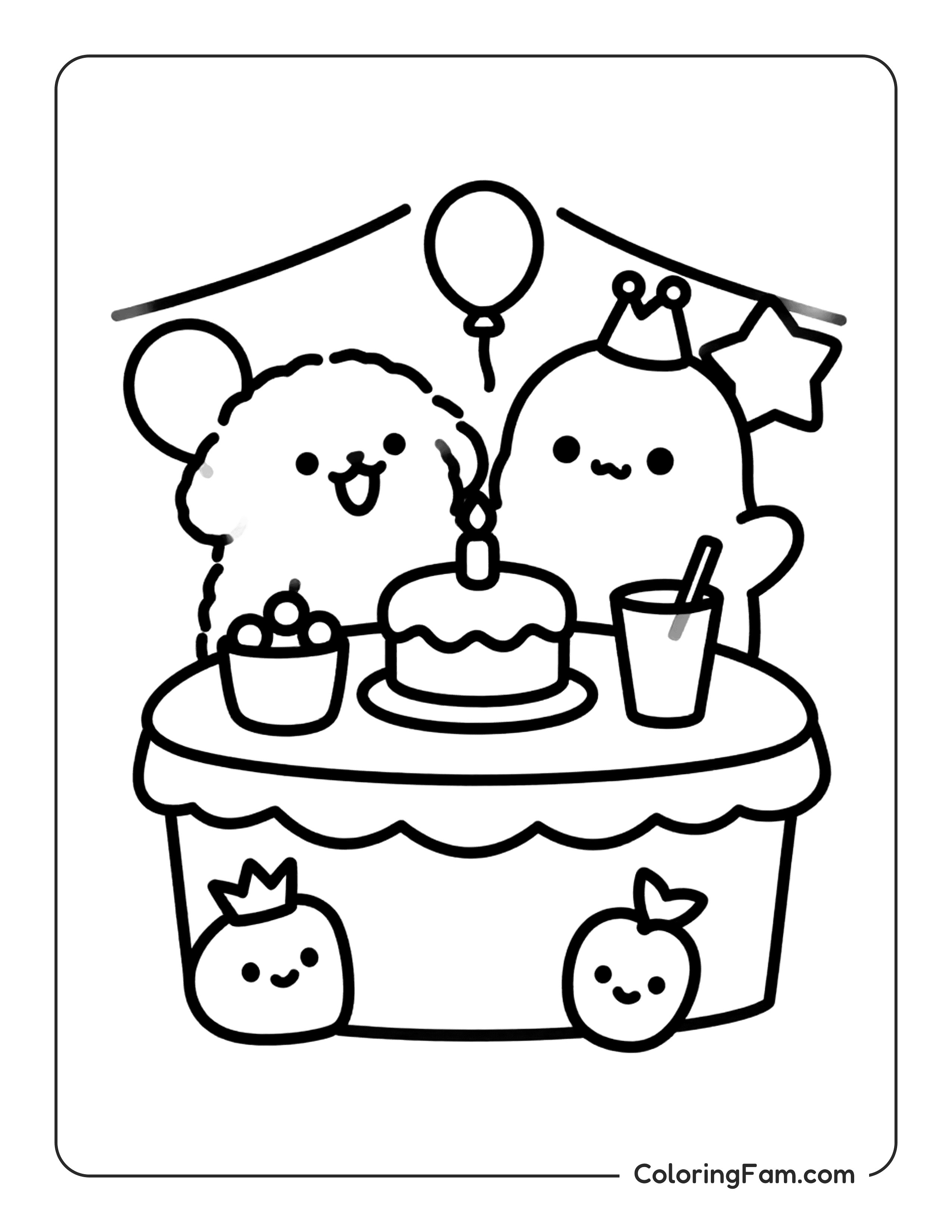 Cartoon Characters Birthday Party coloring page
