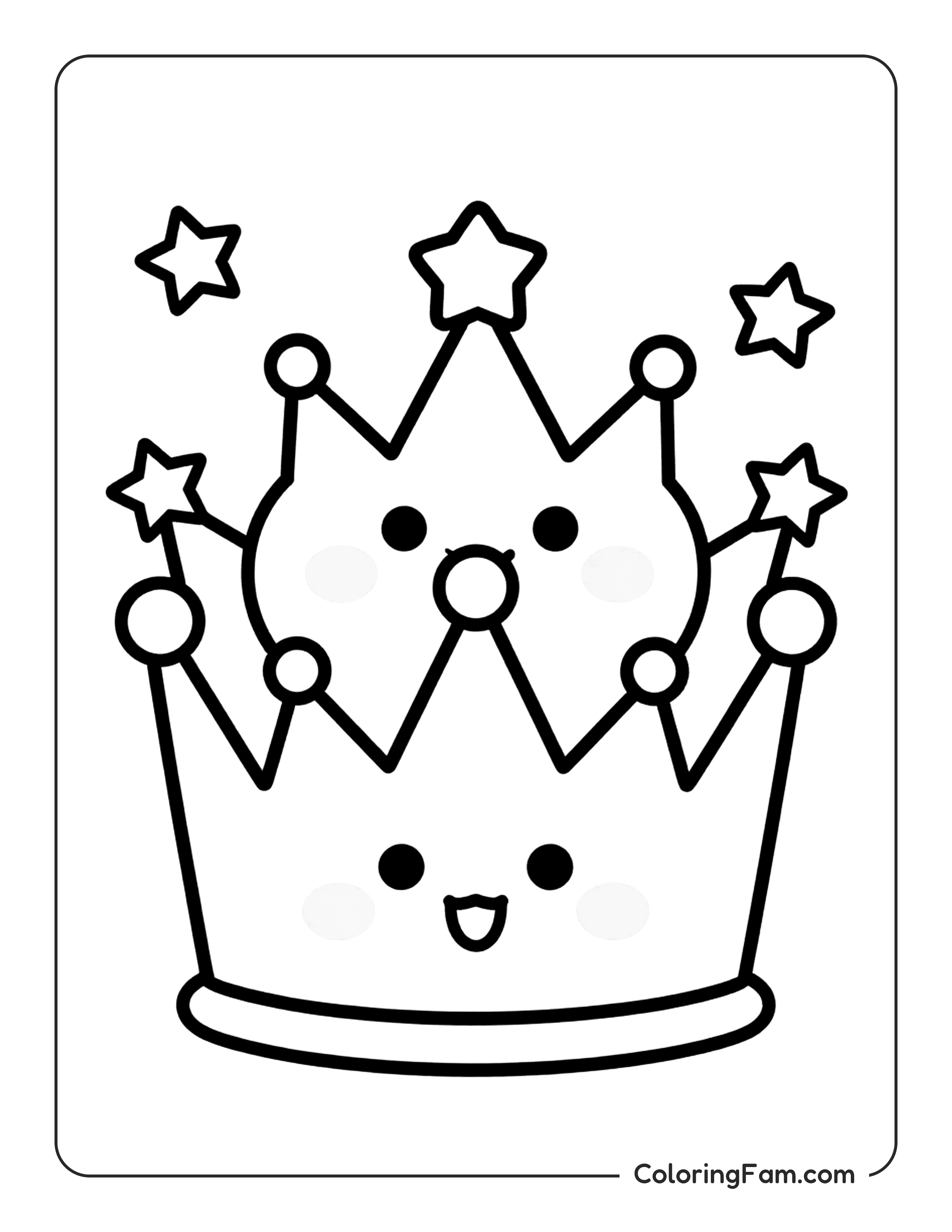 Crown With Face Stars coloring page