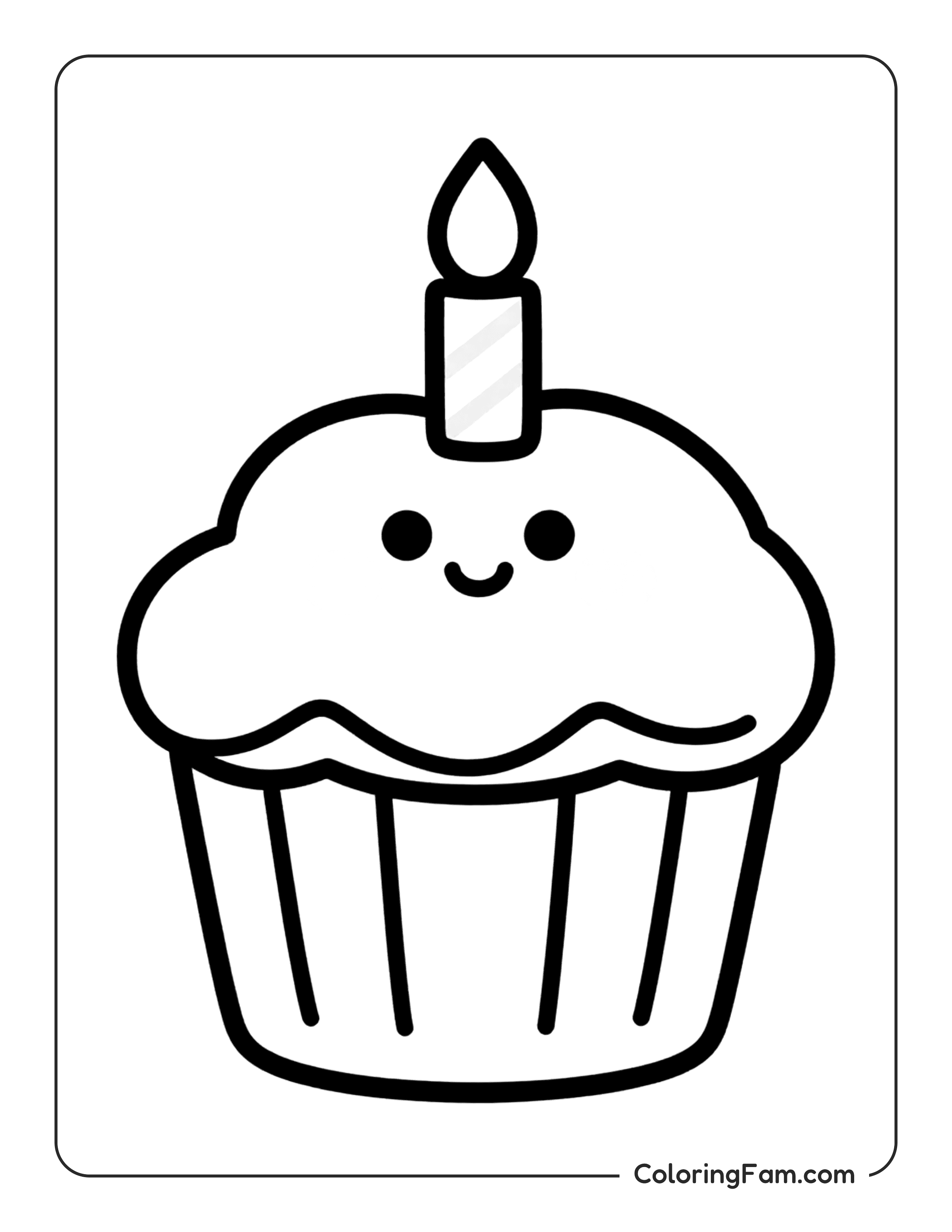 Cupcake With Candle coloring page