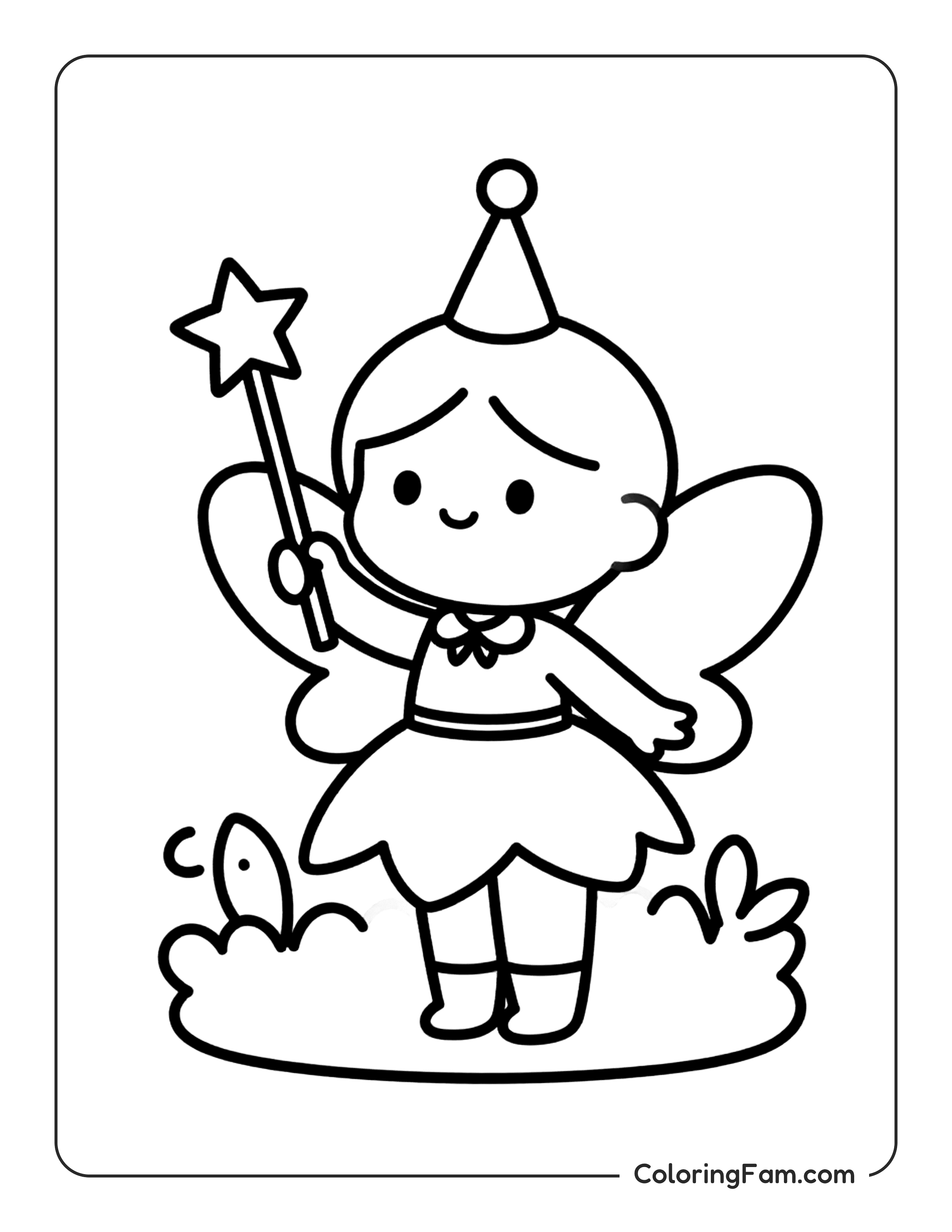 Fairy Holding Star Wand coloring page