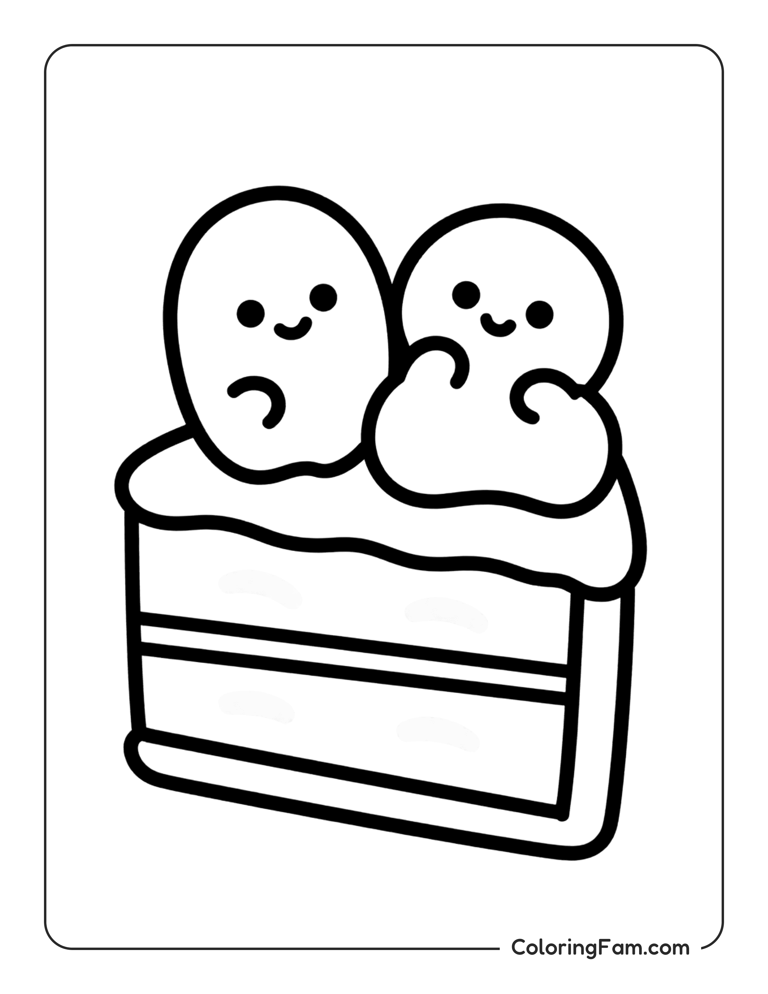 Marshmallow On Cake coloring page