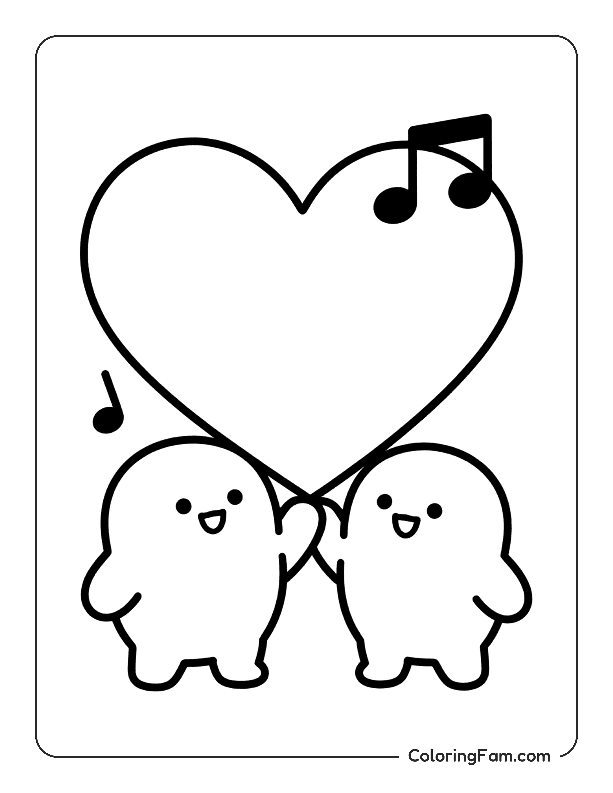 Blob Holding Heart With Music coloring page