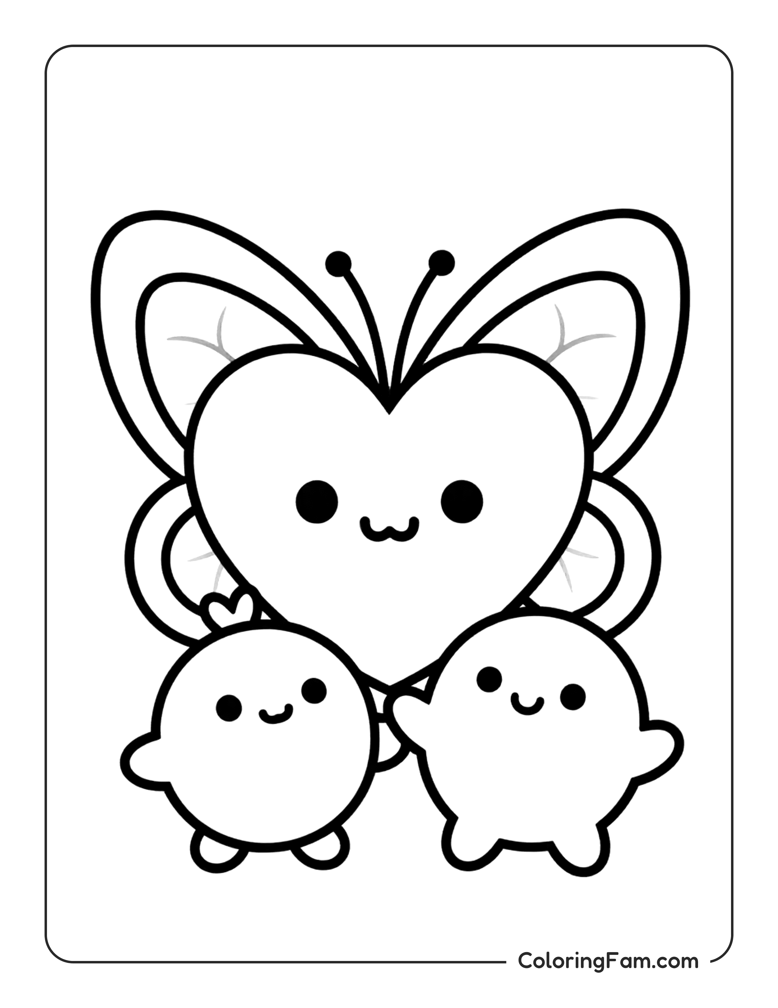 Butterfly With Two Friends coloring page