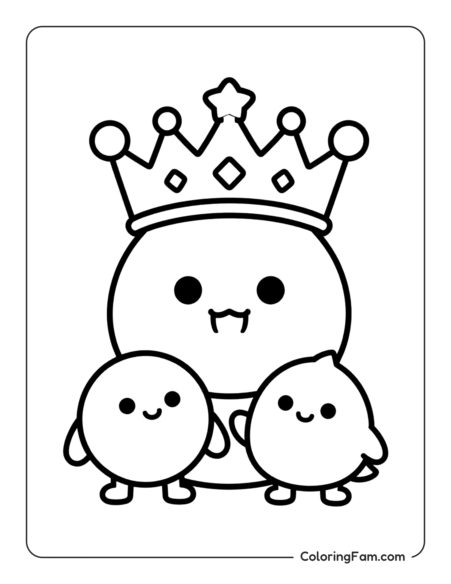 Heart Mochi Wearing Crown coloring page