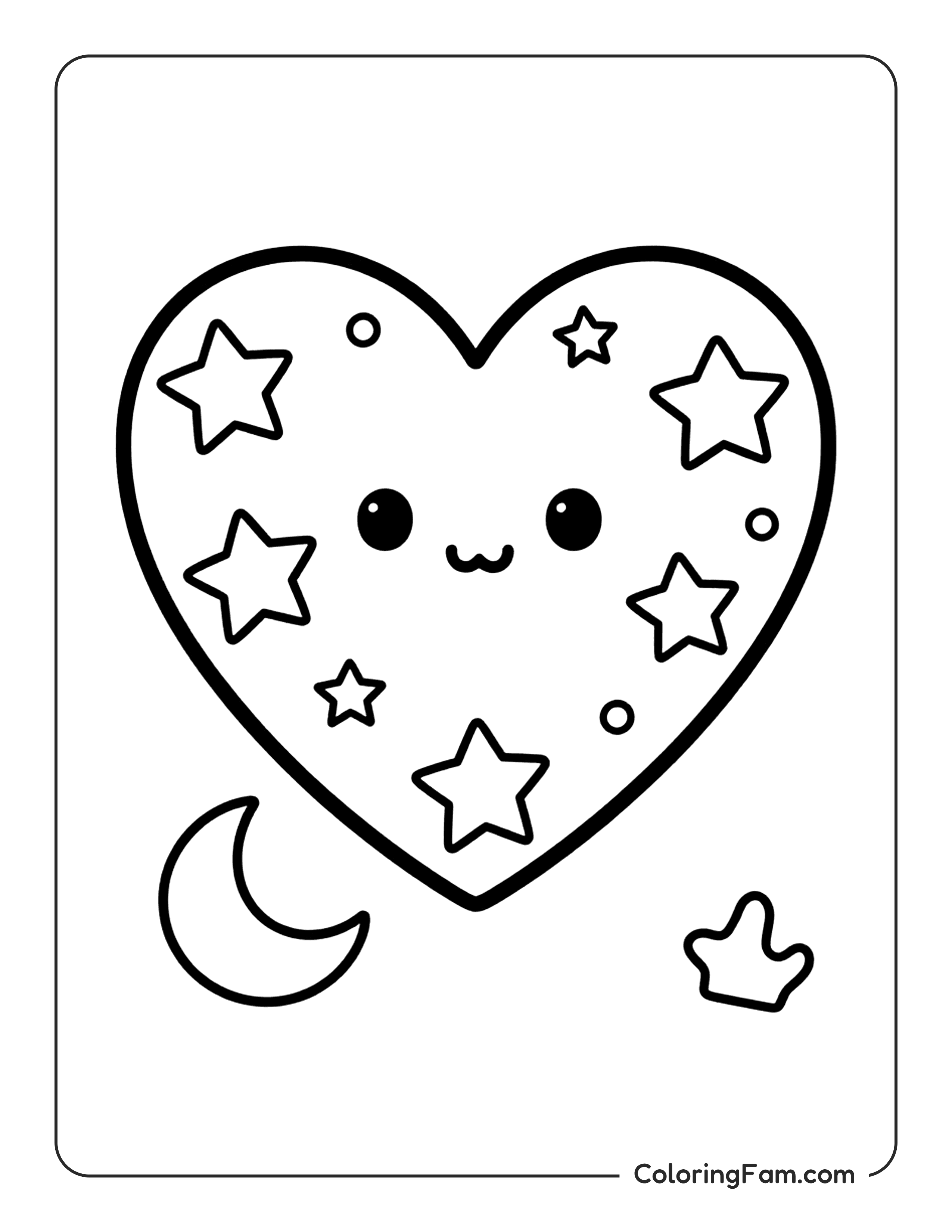 Heart With Stars And Moon coloring page