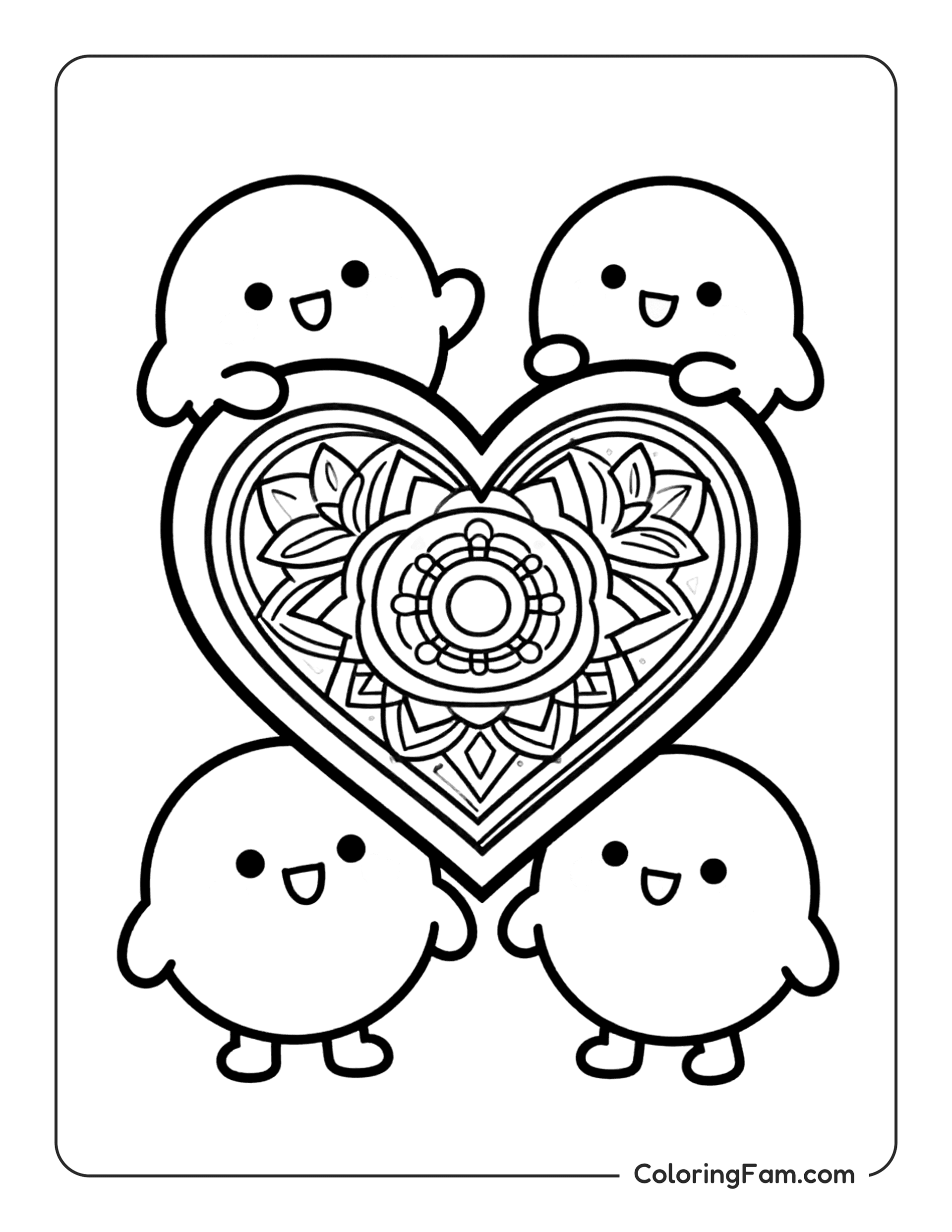 Marshmallow With Heart Mandala coloring page